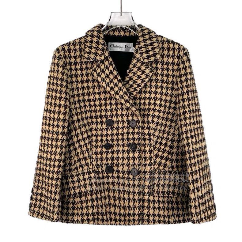 Dior Dior Brown thousand-bird check silk lapel double-breasted Size XS / US 0-2 / IT 36-38 - 1 Thumbnail