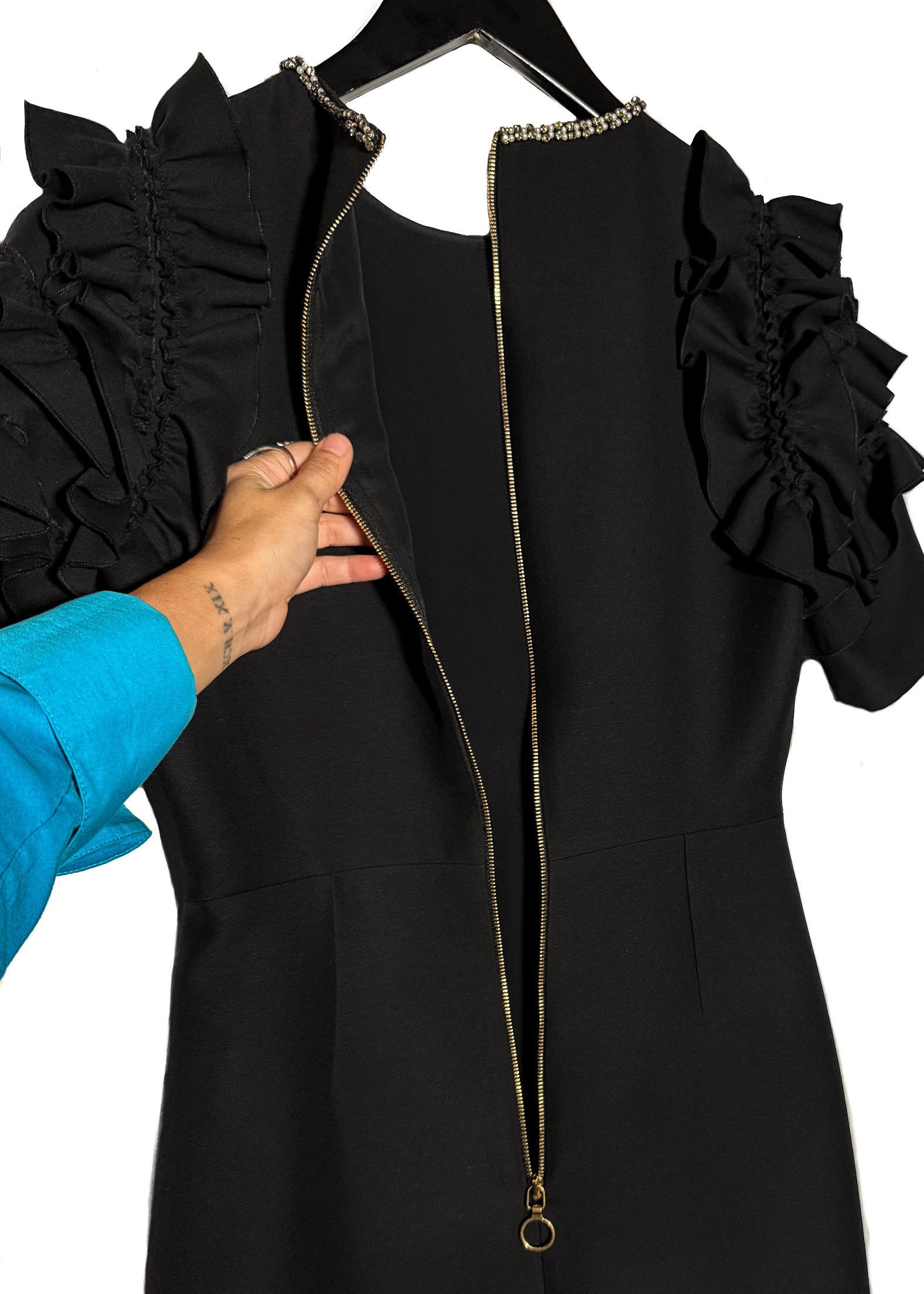 Gucci Gucci 2016 Embellished Bow Ruffled Sleeves Black Mini Dress Size S / US 4 / IT 40 - 6 Thumbnail