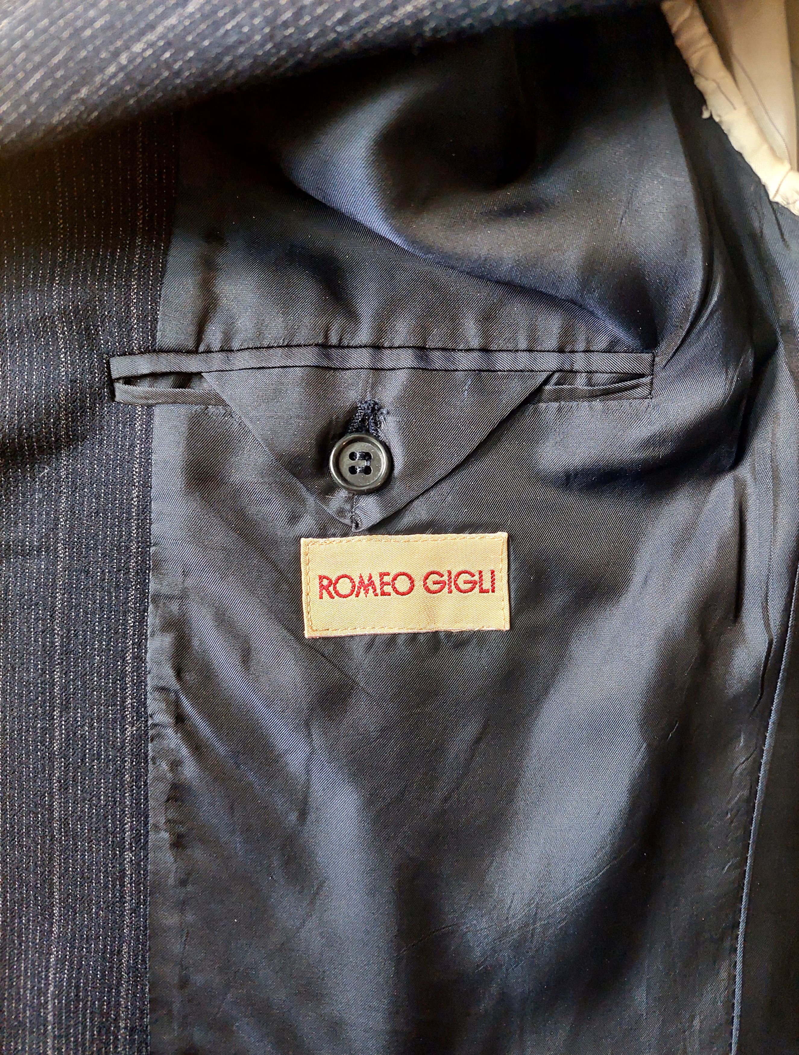 Romeo Gigli Romeo Gigli Wool Blazer Navy Pinstripe 90s Mens Size 50 IT Size 50R - 10 Thumbnail