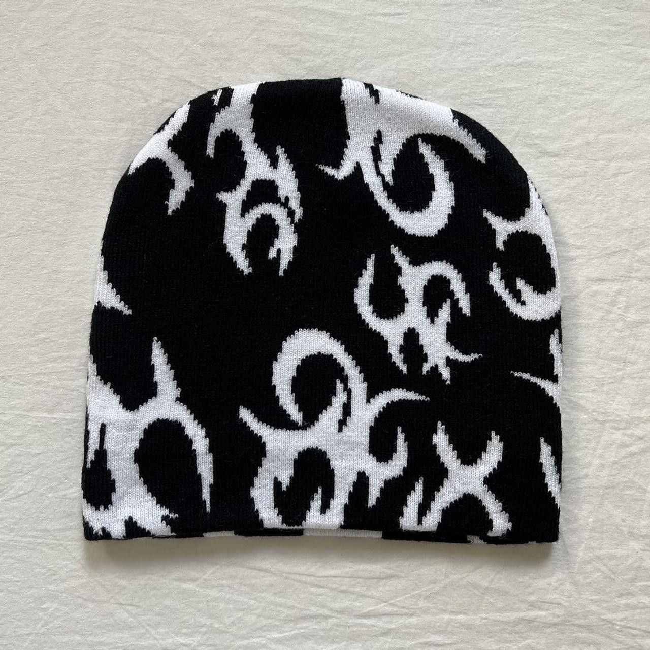 JNCO × Vintage y2k 2000s grunge emo black tribal fire affliction beanie Size ONE SIZE - 5 Thumbnail