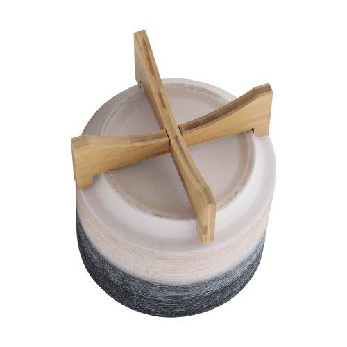 Designer × Homemade CERAMIC, S/2 8/10" PLANTER ON WOODEN STAND, GRAY Size US L / EU 52-54 / 3 - 6 Thumbnail