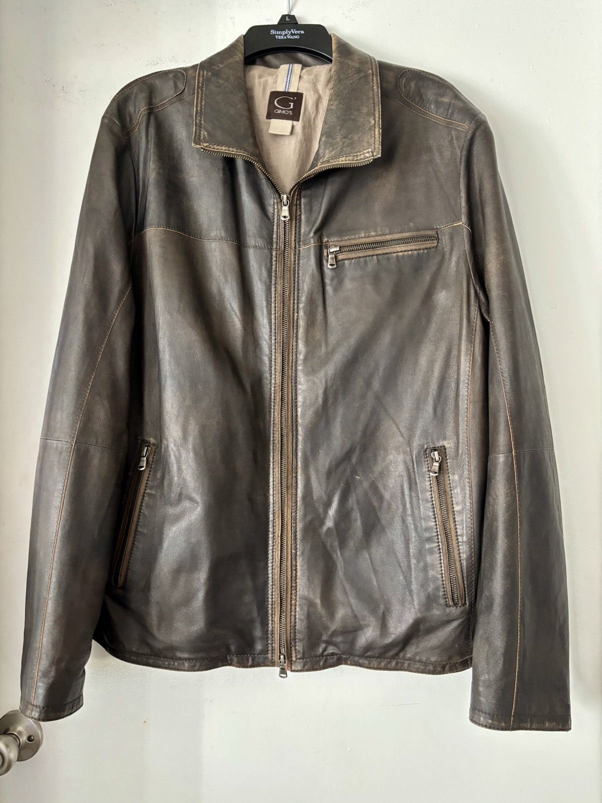 Gimo's Mens Italian Leather Jacket: Gimo’s “Marverick”EU 56 (Large) Size US XL / EU 56 / 4 - 3 Thumbnail