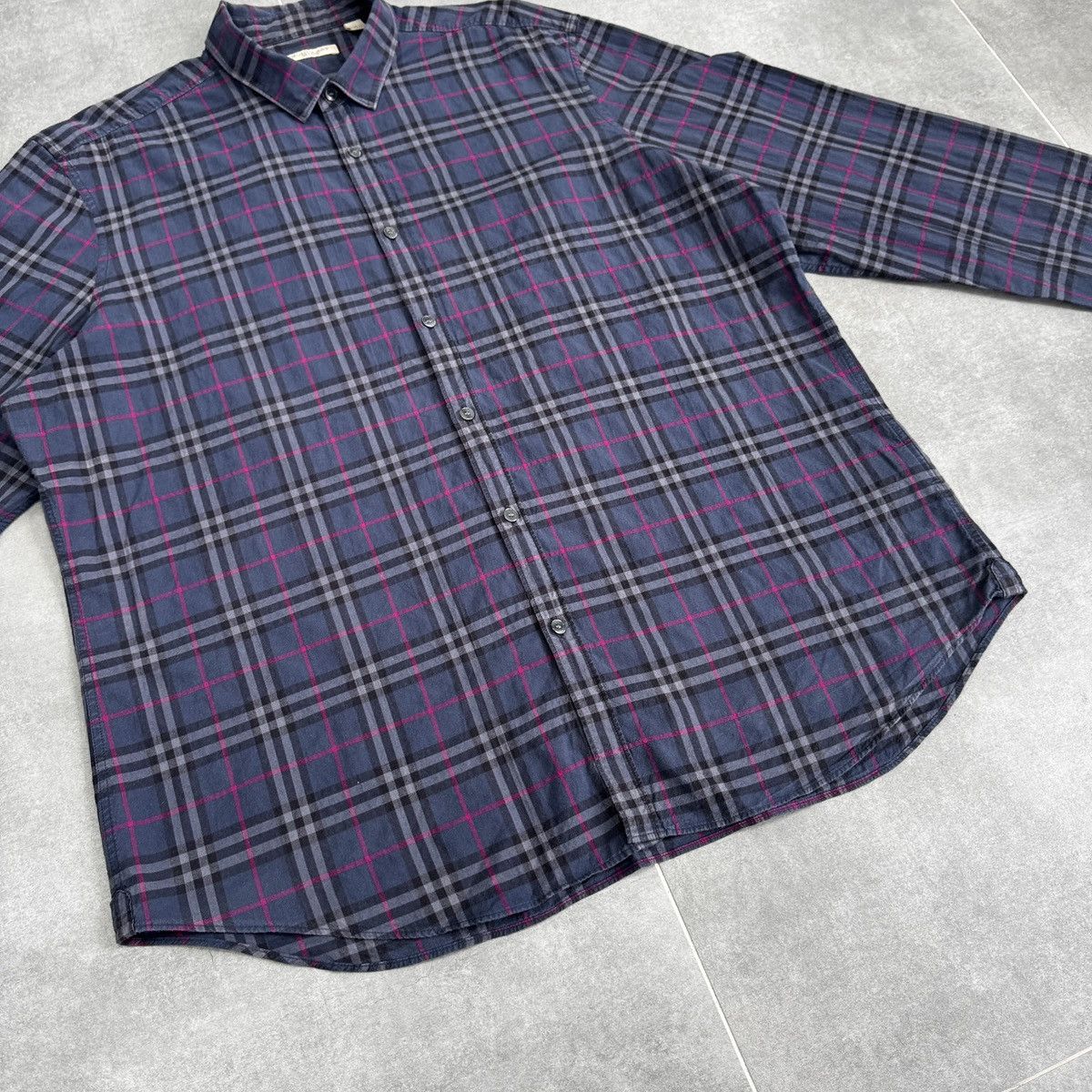 Burberry Burberry Brit Nova Check Blue Button Shirt Long Sleeve Size US XL / EU 56 / 4 - 4 Thumbnail