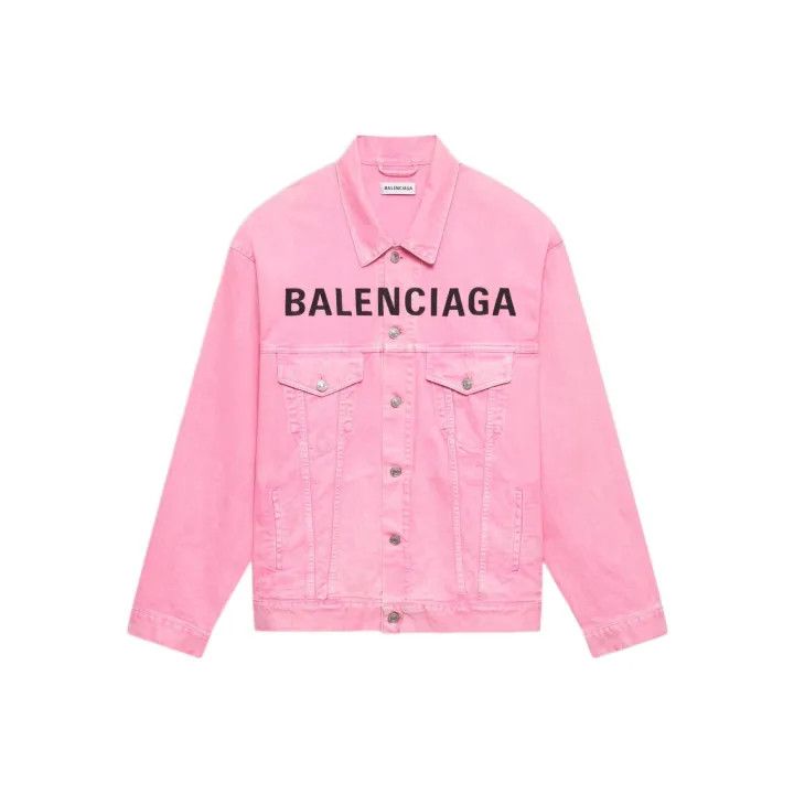 Balenciaga Balenciaga Pink Logo Denim Jacket for Women 0079 Size XS / US 0-2 / IT 36-38 - 1 Thumbnail