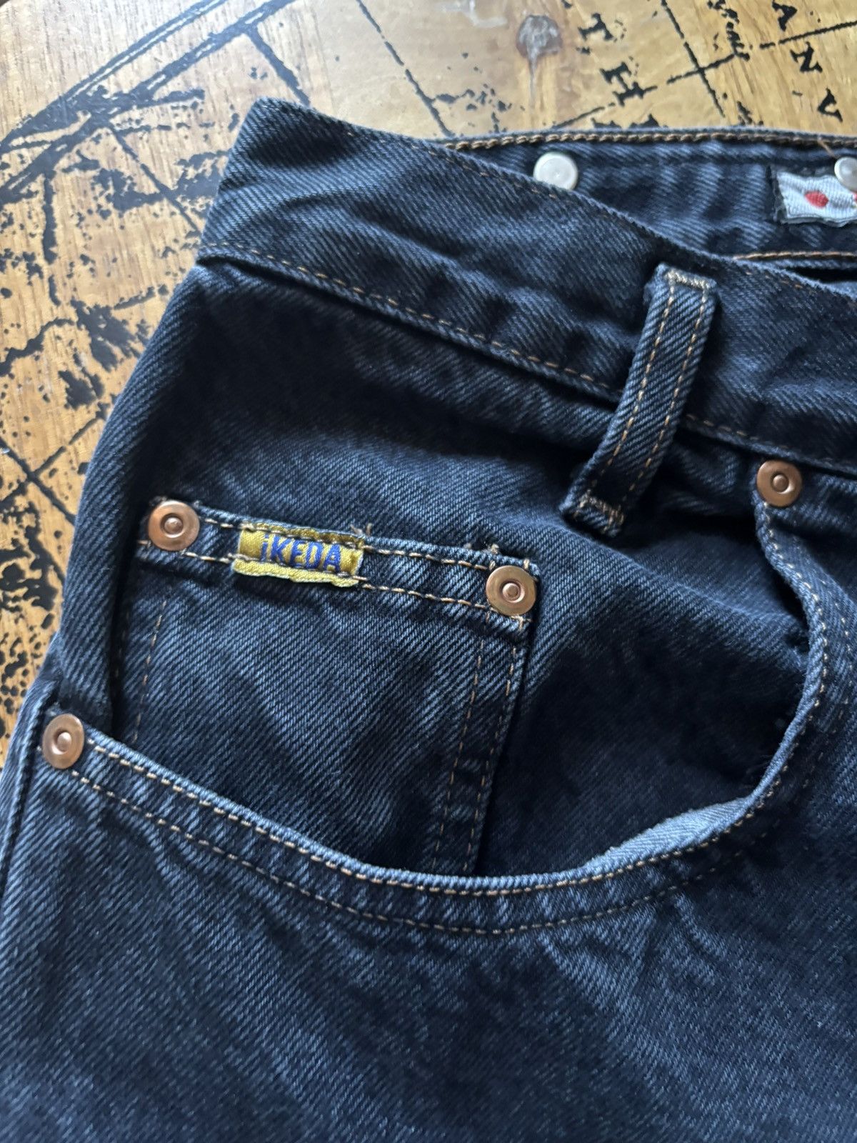 Vintage IKEDA Black Button Fly Denim Jeans Made in Canada Size US 28 / EU 44 - 5 Thumbnail
