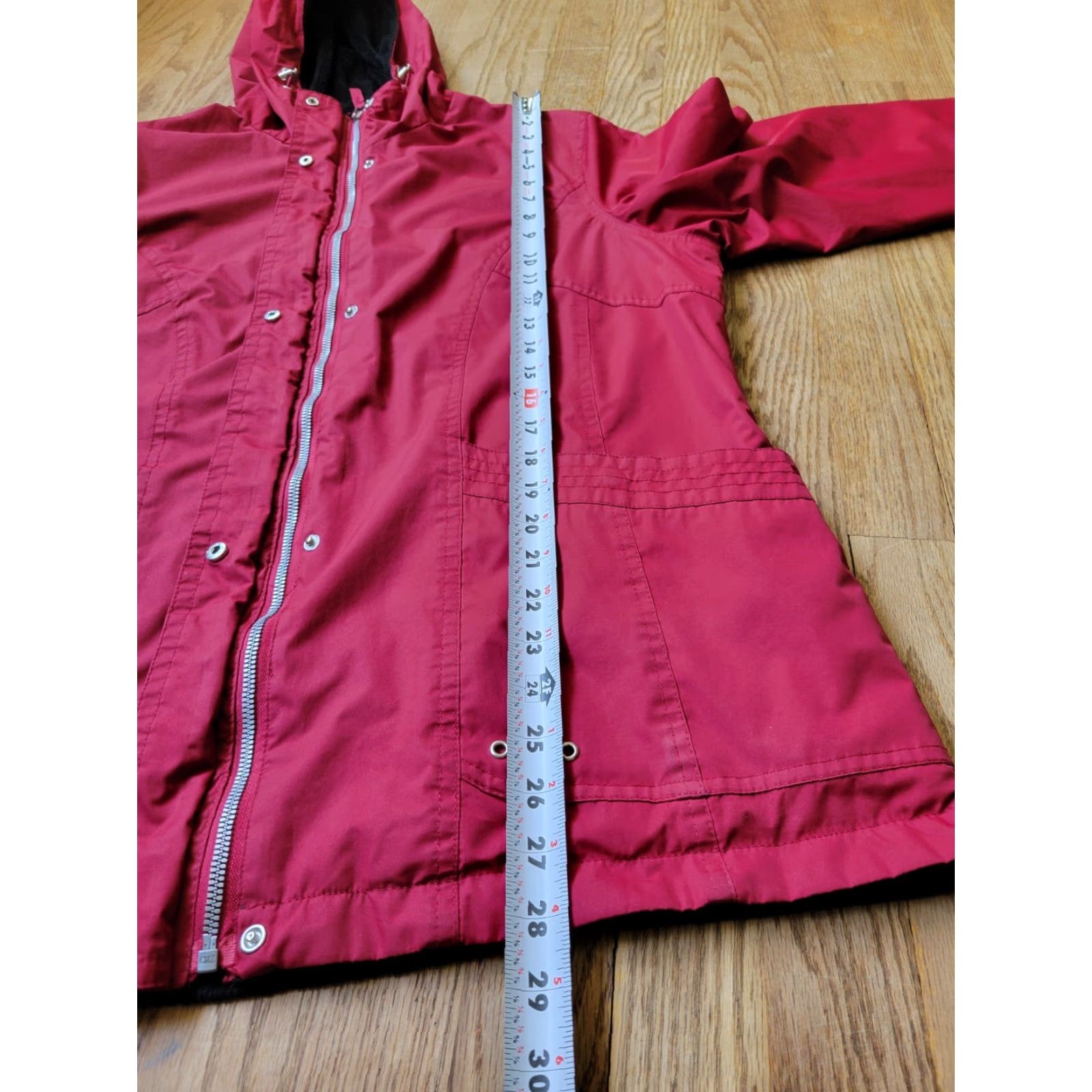 Free Country VINTAGE Free Country Jacket Reversible Women XL Red Black Fleece Hood Windbreaker Long Sleeve Polyester Size XL / US 12-14 / IT 48-50 - 6 Thumbnail