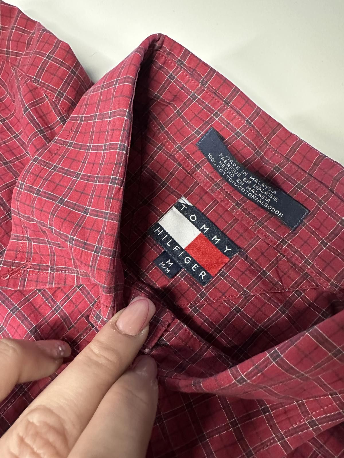 Tommy Hilfiger Tommy Hilfiger Men's Checkered Shirt - Burgundy Size US M / EU 48-50 / 2 - 5 Thumbnail
