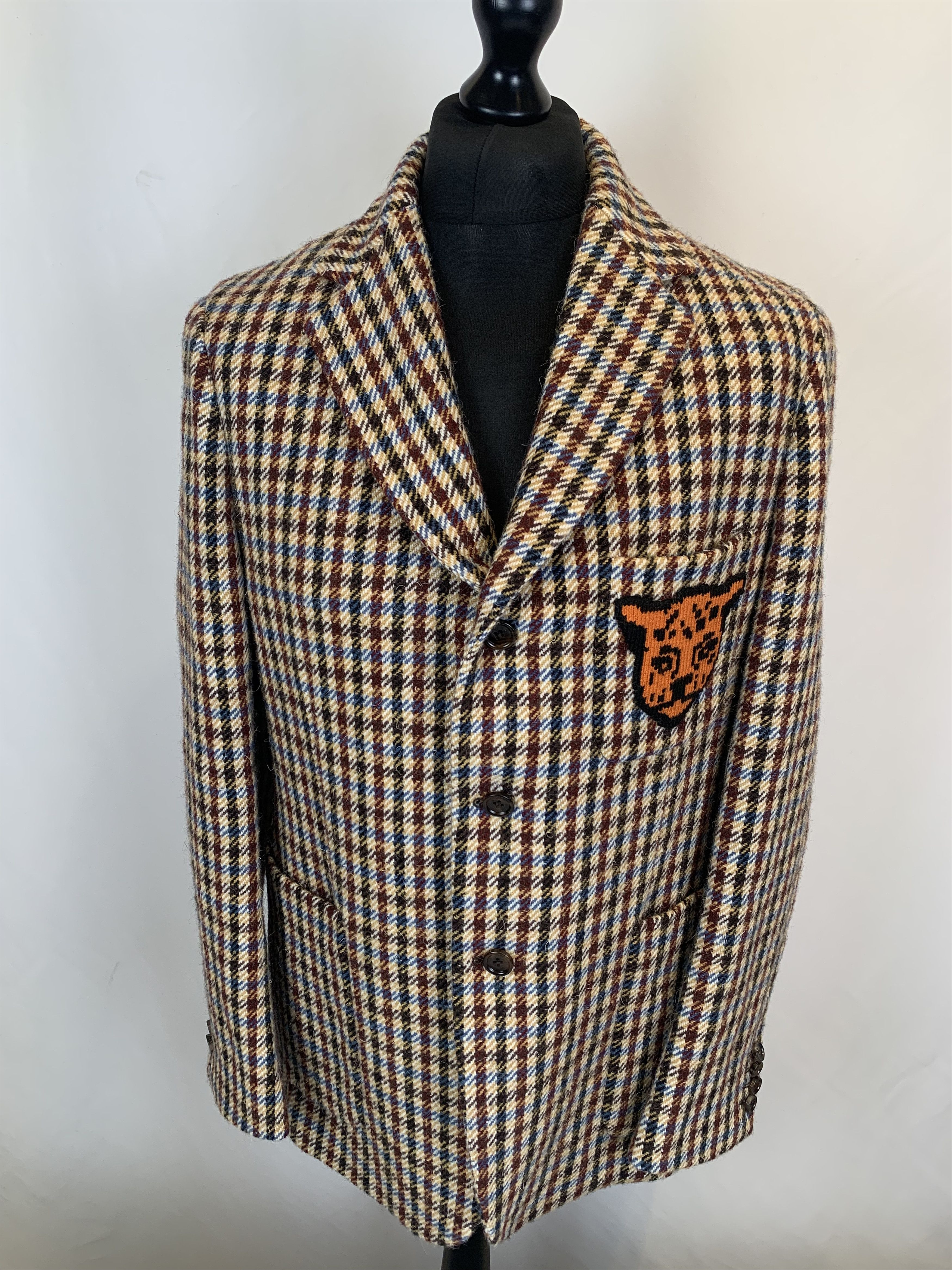 Gucci Gucci Checkered Tiger Embroidered Blazer Size 52R - 1 Thumbnail