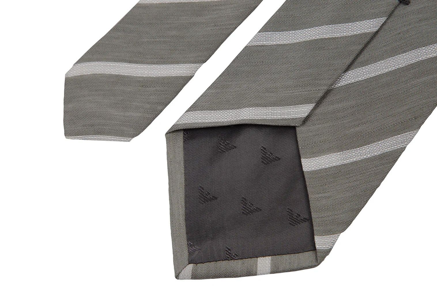 Emporio Armani Linen Silk Bold Striped Tie in Light Gray Size US XXS / EU 40 - 6 Thumbnail