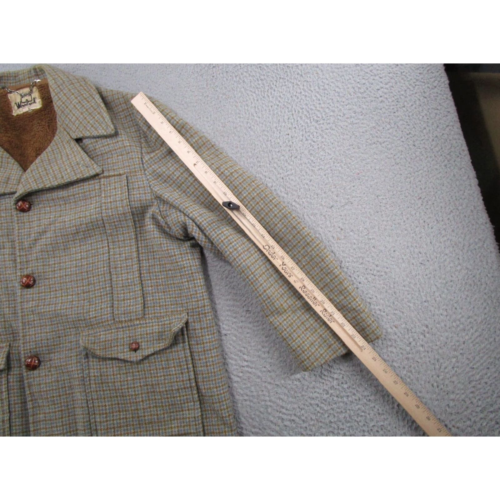Vintage VINTAGE Woolrich Jacket Wool Tweed Herringbone Button-Up Beiges 44 Mens Regular Coat/Blazer Includes Lined Pockets Wool Fur-Lined? Size 44R - 6 Thumbnail