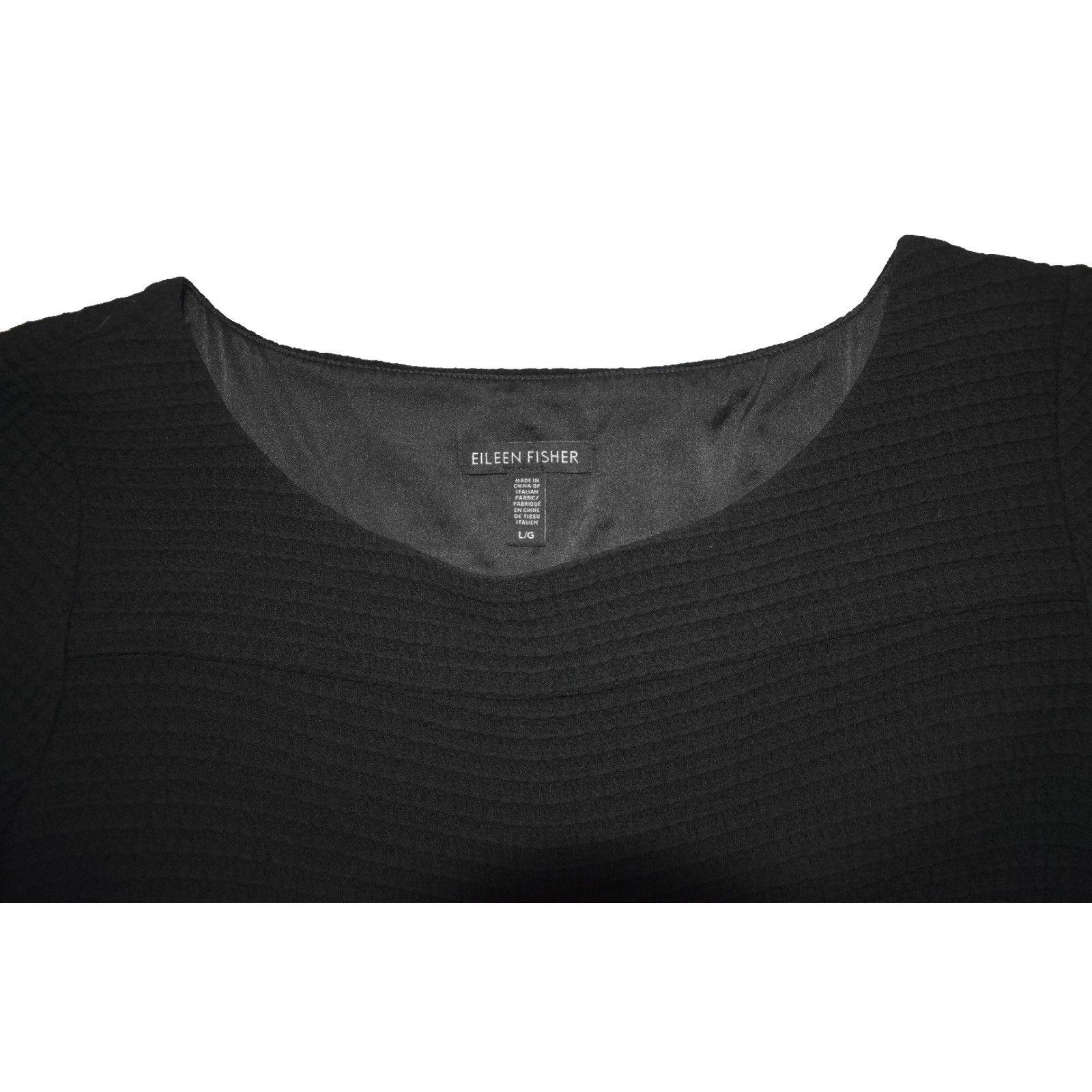 Eileen Fisher EILEEN FISHER Black Tencel Blend Waffle Fabric Shift Dress L Size L / US 10 / IT 46 - 4 Thumbnail