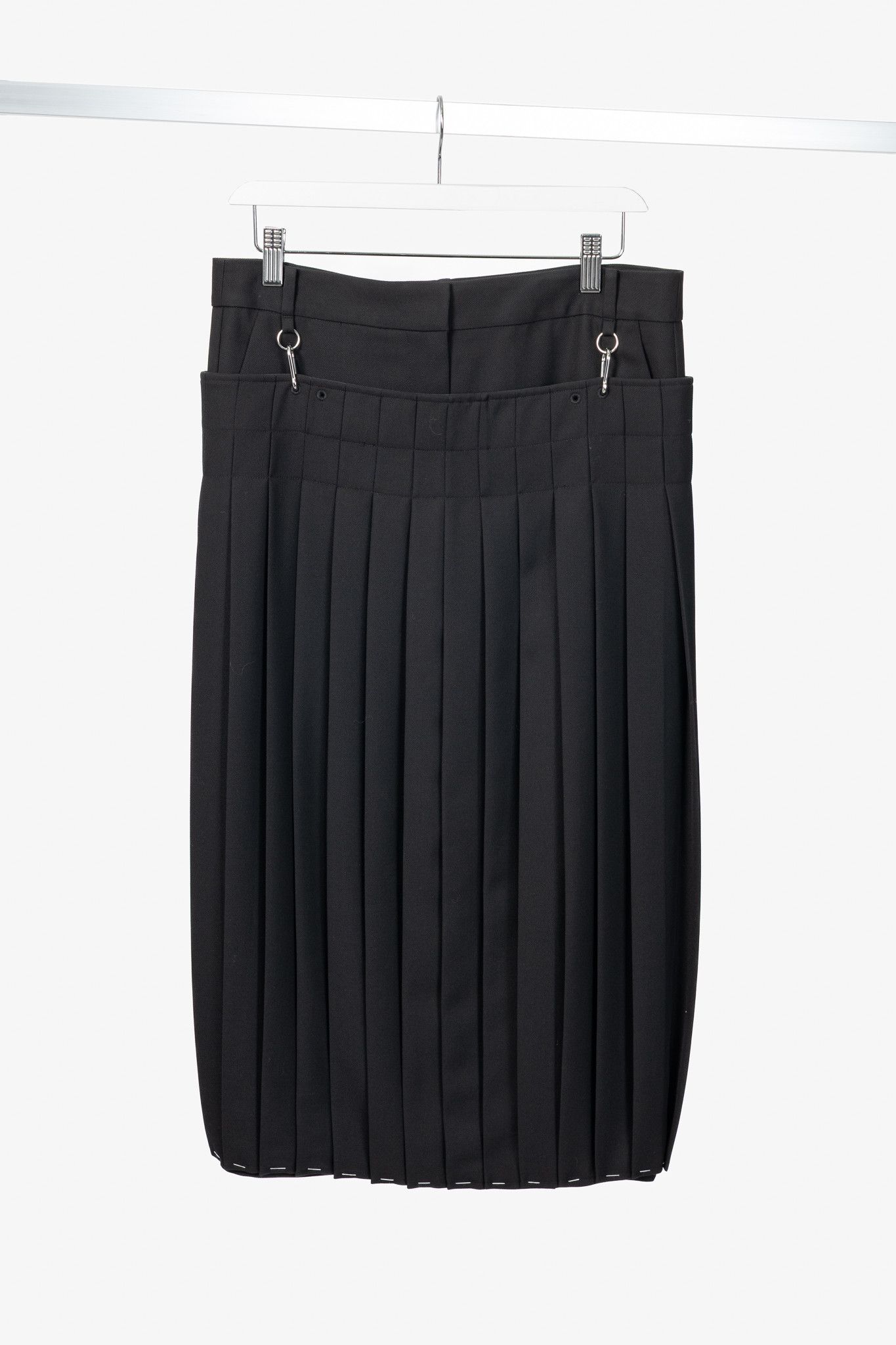 Tibi Tibi Black Wool Grain De Poudre Convertible Pleated Skirt Size 27" / US 4 / IT 40 - 1 Thumbnail