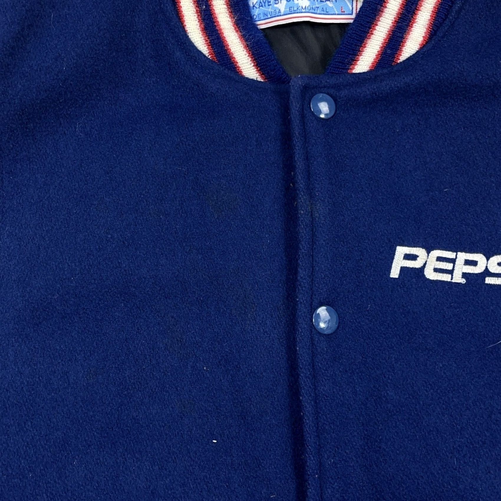 Vintage VINTAGE Pepsi Bomber Jacket Mens L Blue Wool Snap Horizon 90s Embroidered Fashion Casual Mens Size US L / EU 52-54 / 3 - 5 Thumbnail
