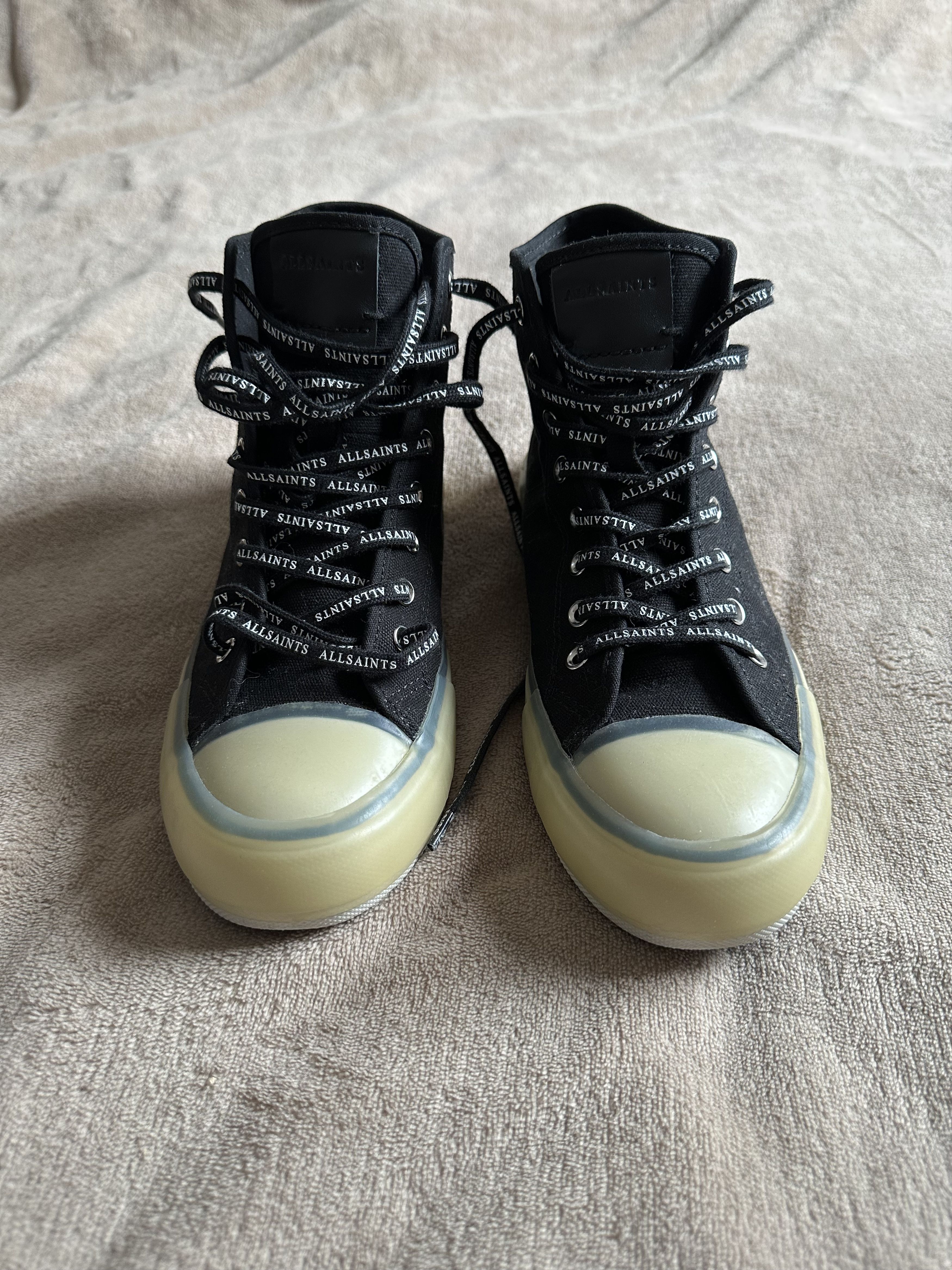 Allsaints ALLSAINTS Canvas High Top Sneakers Black Logo Laces EU 41 Size US 8.5 / EU 41-42 - 1 Thumbnail