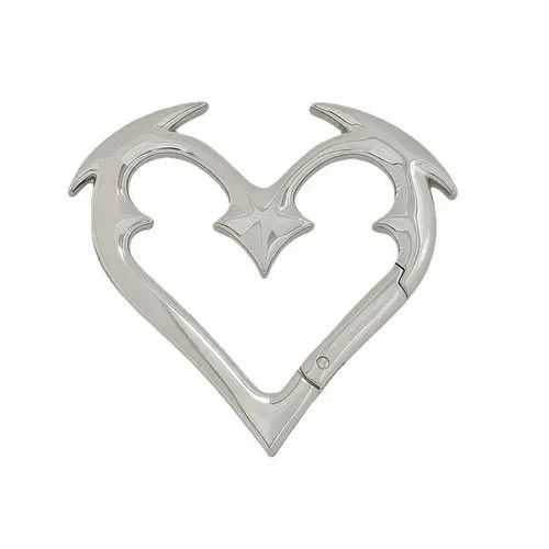 Jewelry Silver Heart-Shaped Punk Carabiner Keychain Size ONE SIZE - 8 Thumbnail