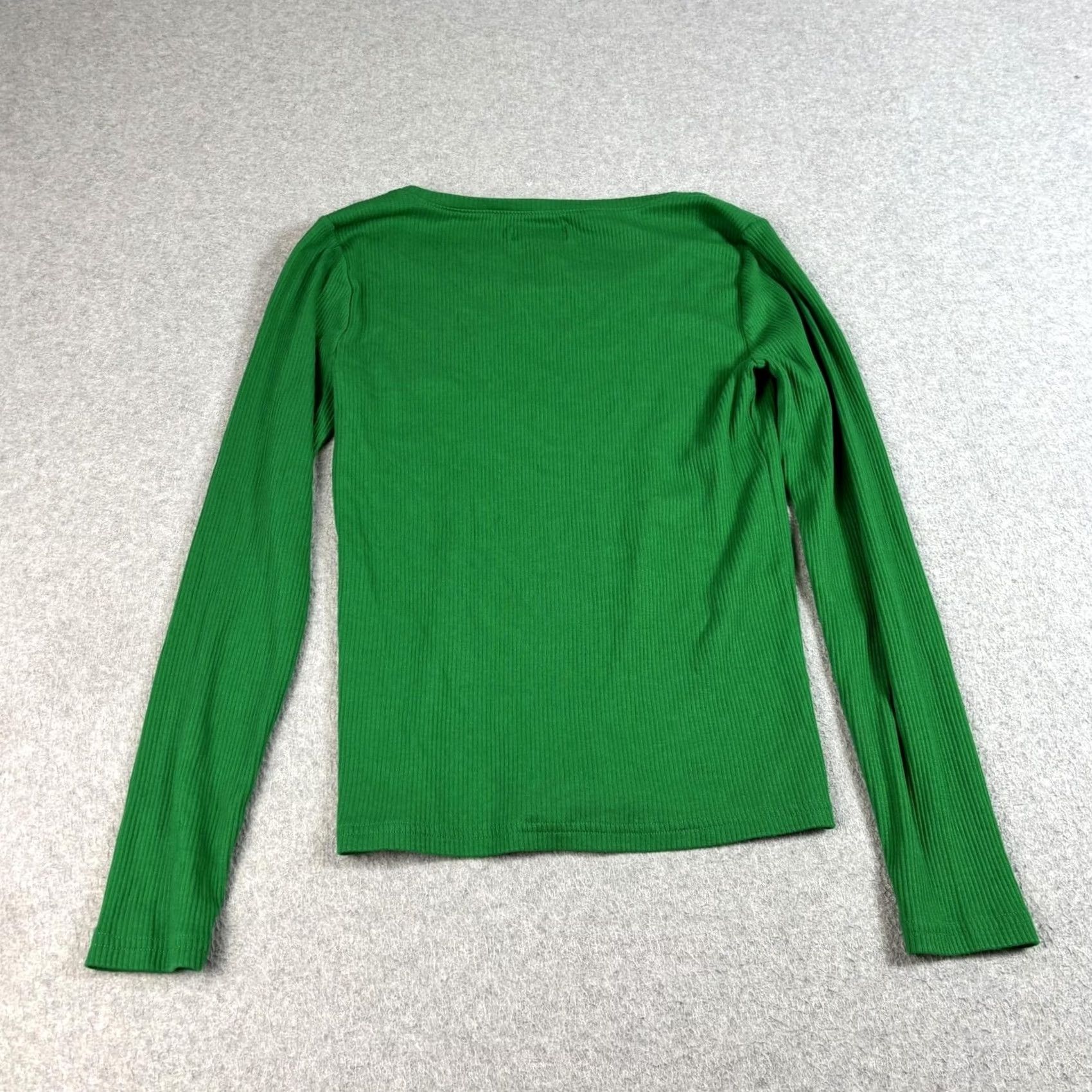J.Crew J.CREW Shirt Women S Green Ribbed Long Sleeve Stretch Classic Comfort Shirt Short Sleeve Size S / US 4 / IT 40 - 2 Thumbnail