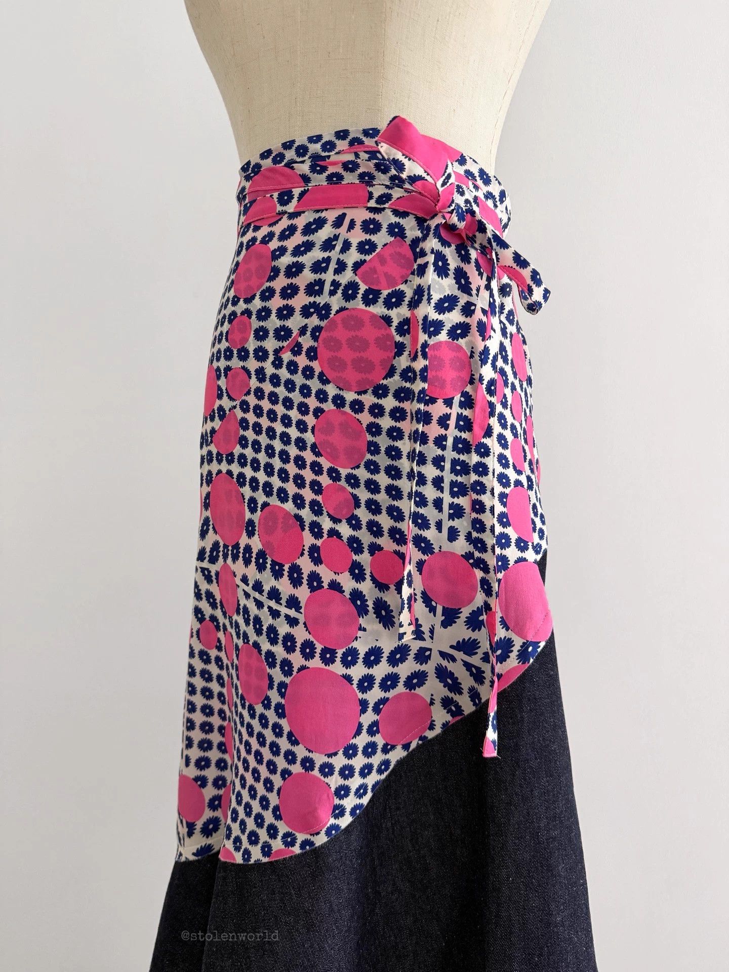 Comme des Garcons CDG 2001 SS Polkadot Silk Denim Wrap Skirt Free size Size 26" / US 2 / IT 38 - 6 Thumbnail