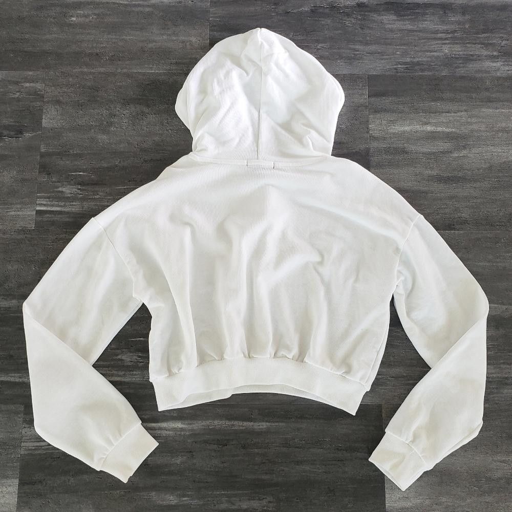 Forever 21 White Classic F21 Cropped Hoodie Long Sleeve Size M / US 6-8 / IT 42-44 - 2 Thumbnail