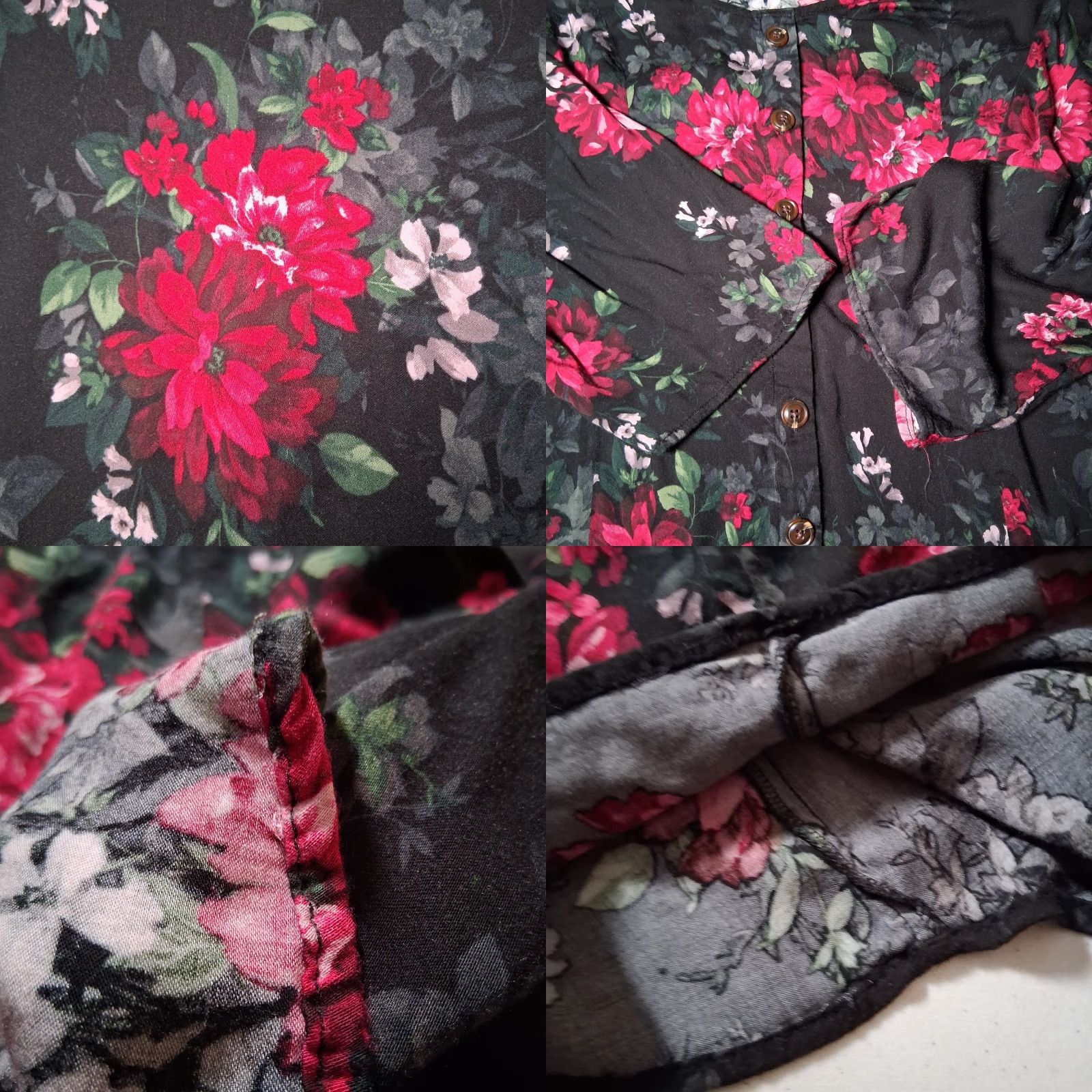 Torrid Torrid Plus Size 5X Blouse Black Floral Button Up Long Sleeve Size XXL / US 16-18 / IT 52-54 - 10 Thumbnail
