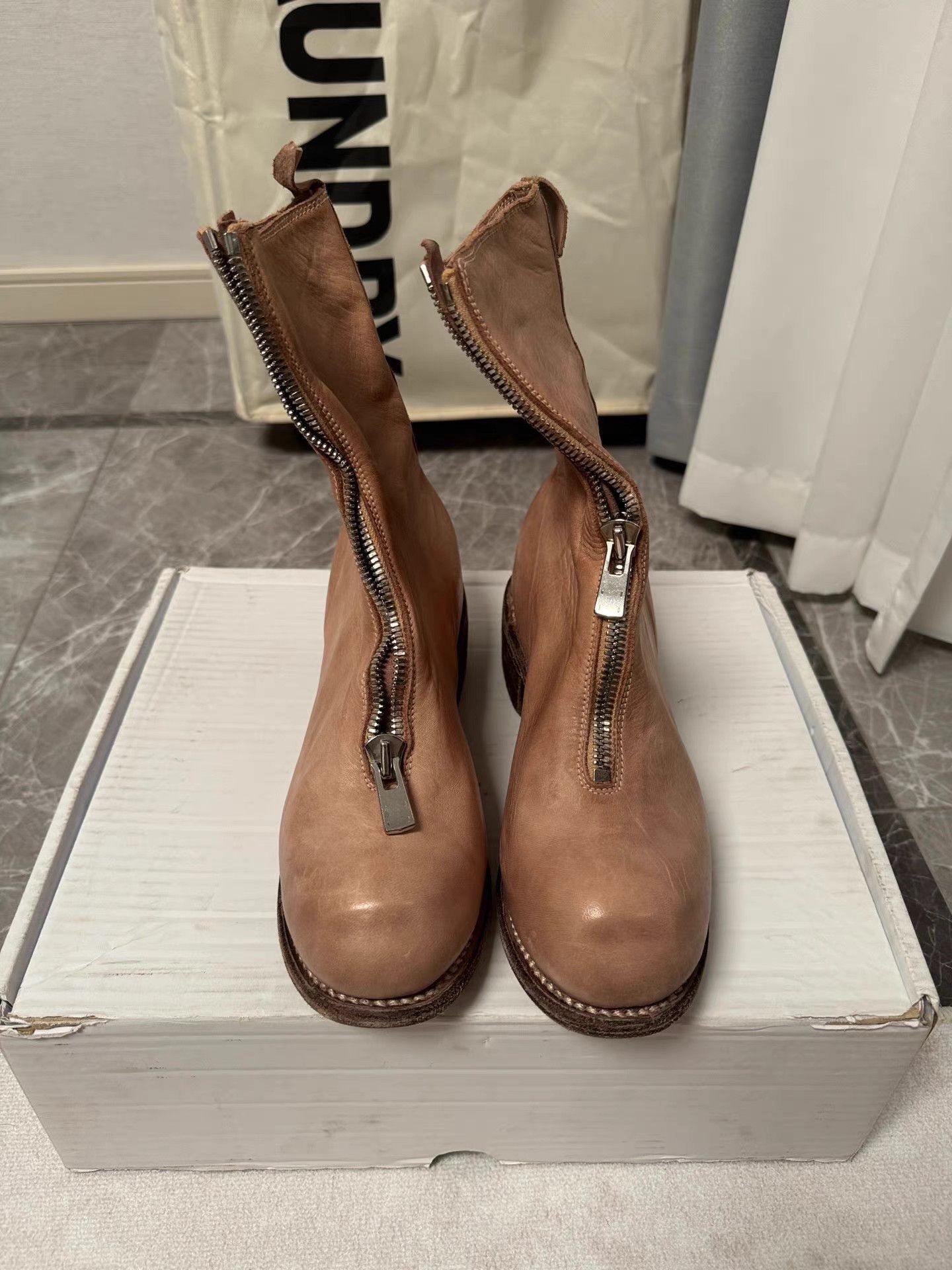 Guidi Guidi PL2 Milk Tea / Blush Pink Horse Leather Ankle Boots K6 Size US 7 / IT 37 - 3 Thumbnail