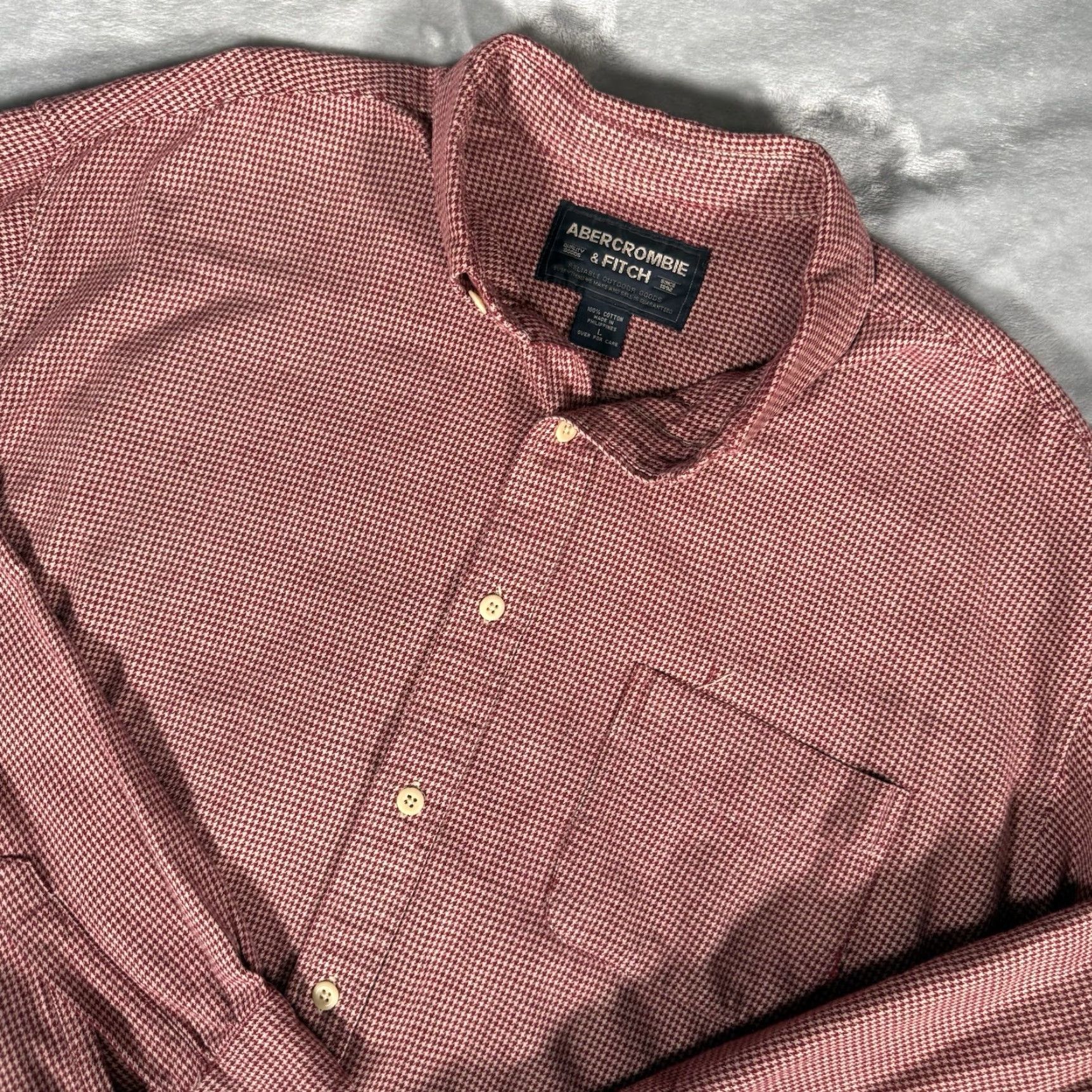Abercrombie & Fitch VINTAGE Abercrombie & Fitch Houndstooth Button Shirt Mens L Oversized Red Check Fall Retro Fashion Shirt Mens L Red Oversized Button-Up Collared Size US L / EU 52-54 / 3 - 2 Thumbnail