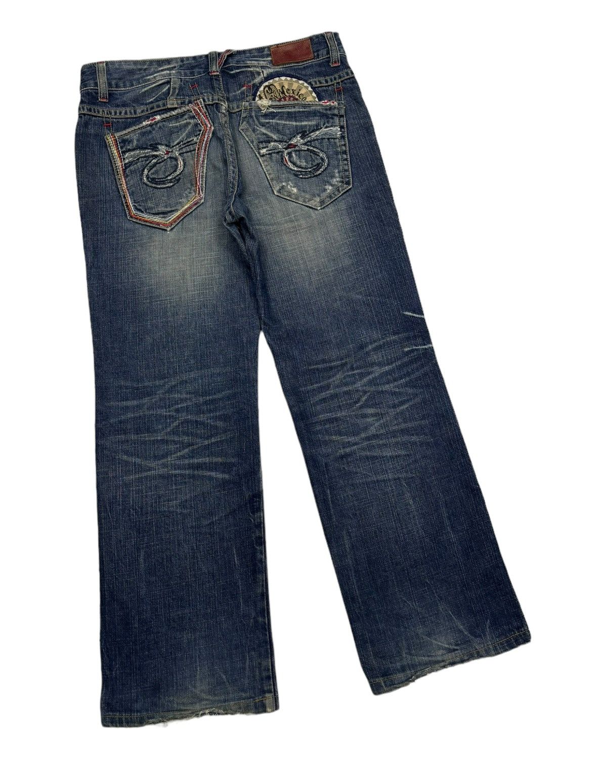 Ed Hardy × Japanese Brand RARE VINTAGE RED PEPPER BAGGY FLARE DISTRESS JEANS Size US 33 - 4 Thumbnail