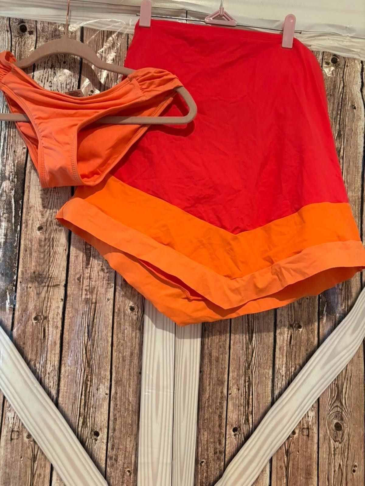 Designer Womens orange and pink sz L 38C cup swimsuit Bar 111 Size ONE SIZE - 1 Thumbnail