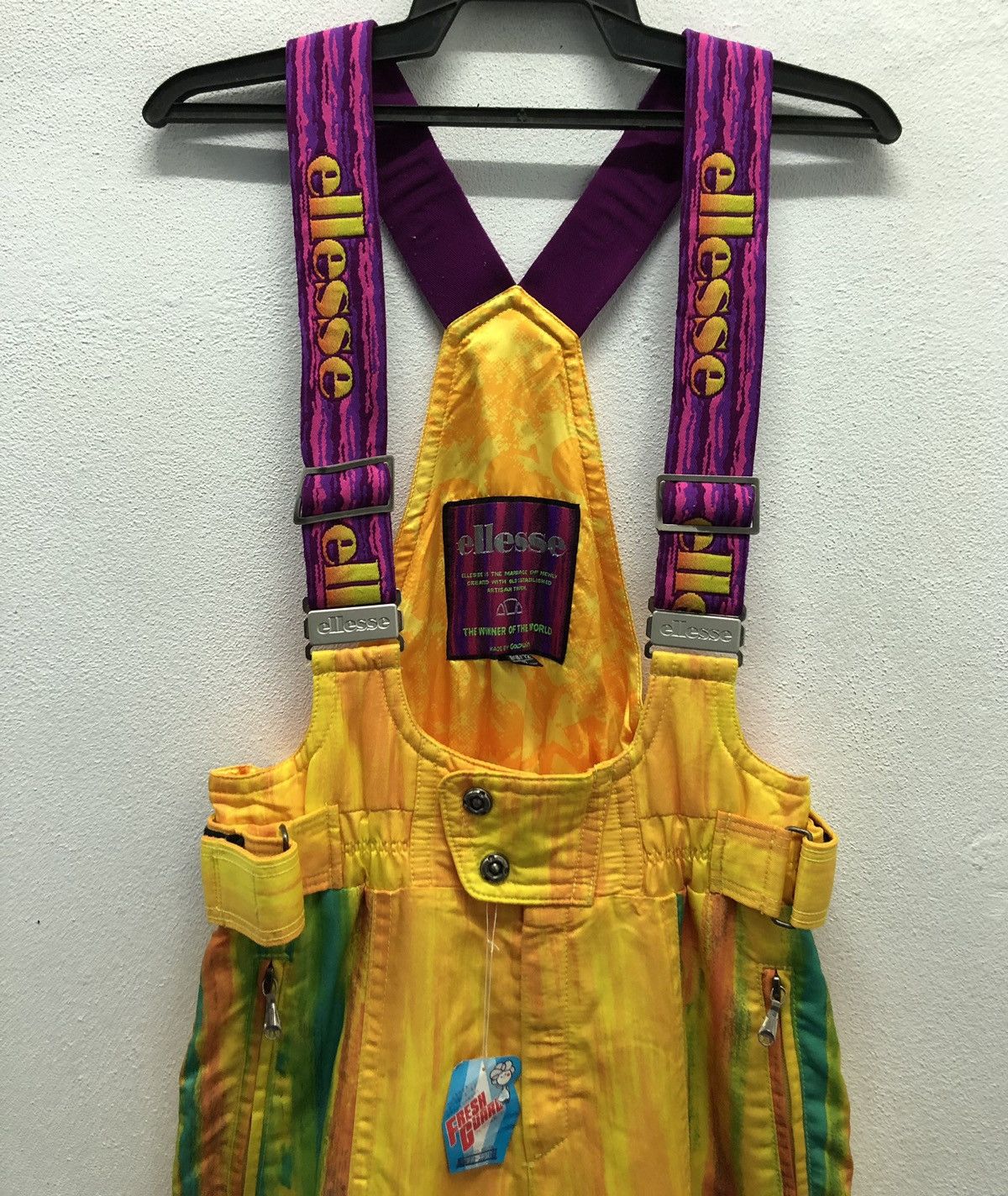 Ellesse × Goldwin Vintage Ellesse Neon Ski Bib Overalls JASPO S Made in Japan Size US 30 / EU 46 - 3 Thumbnail