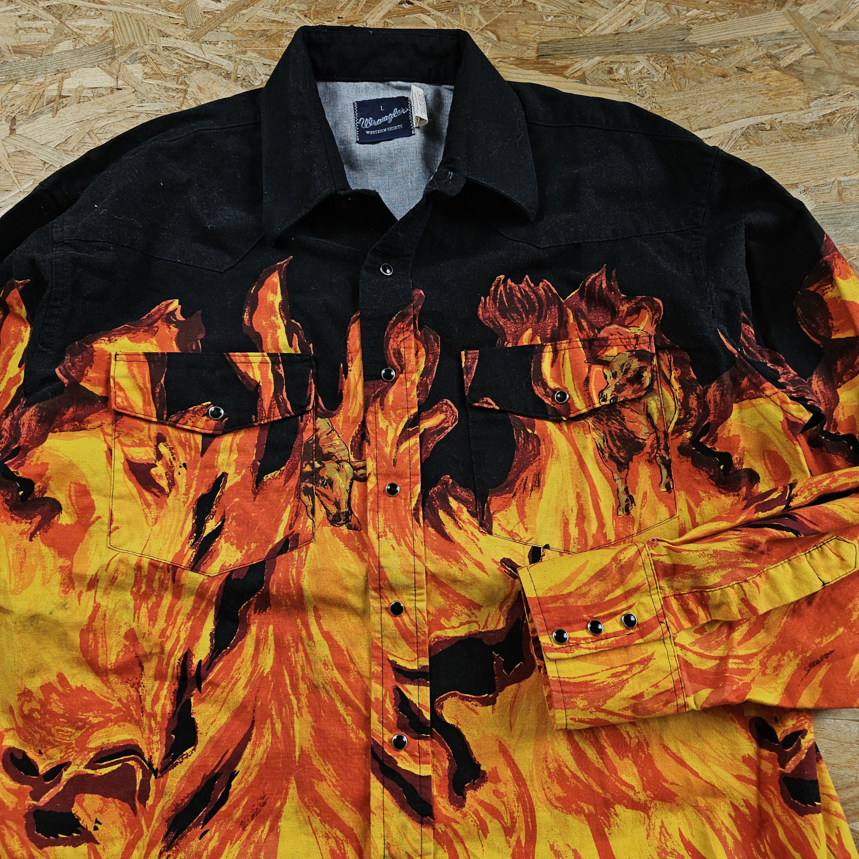 Japanese Brand × Wrangler WRANGLER FLAME WESTERN TEXAS SHIRT VINTAGE 80S L Size US L / EU 52-54 / 3 - 6 Thumbnail