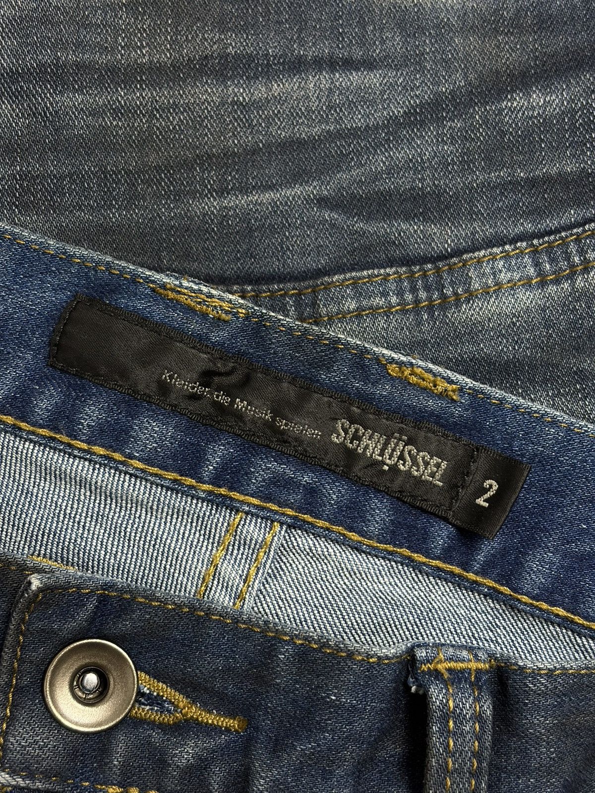 Schlussel Schlüssel dirty wash blue biker denim Size US 29 - 3 Thumbnail