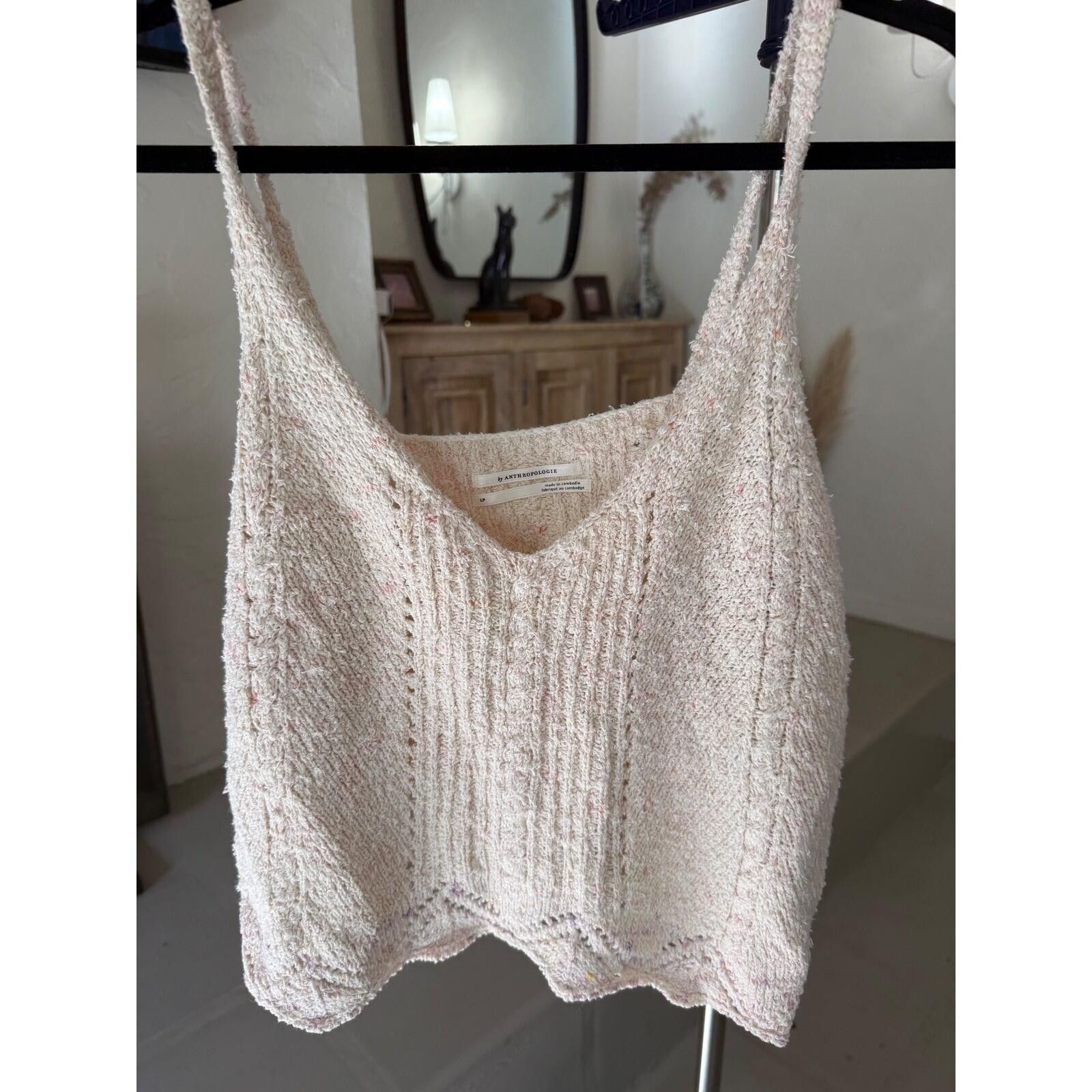Other Anthropologie Cream Knit V-Neck Camisole Scalloped Hem L Size L / US 10 / IT 46 - 7 Thumbnail