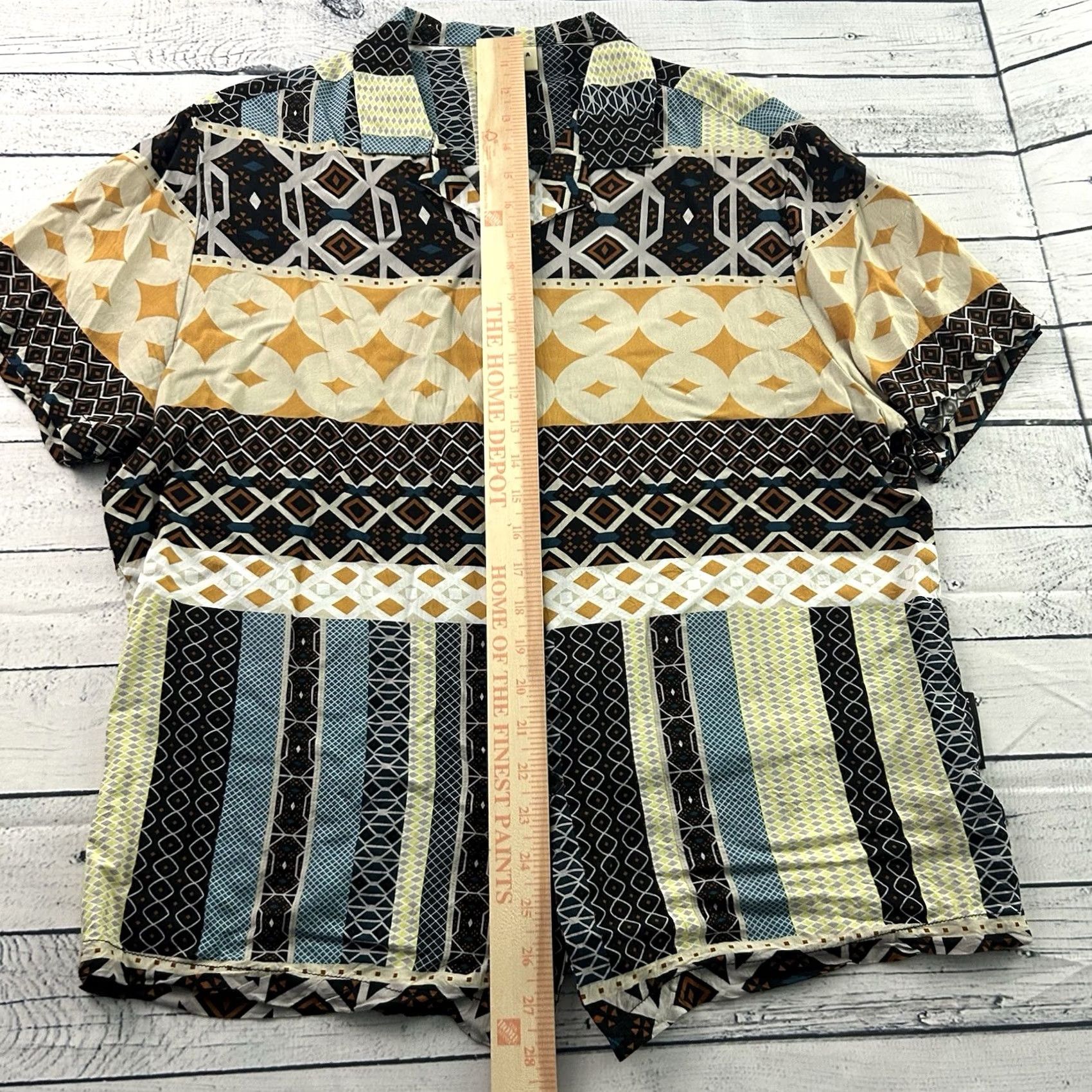 YoungLA Young LA Short Sleeve Button-Up Shirt Mens L Multicolor Geometric Front Black Size US L / EU 52-54 / 3 - 3 Thumbnail