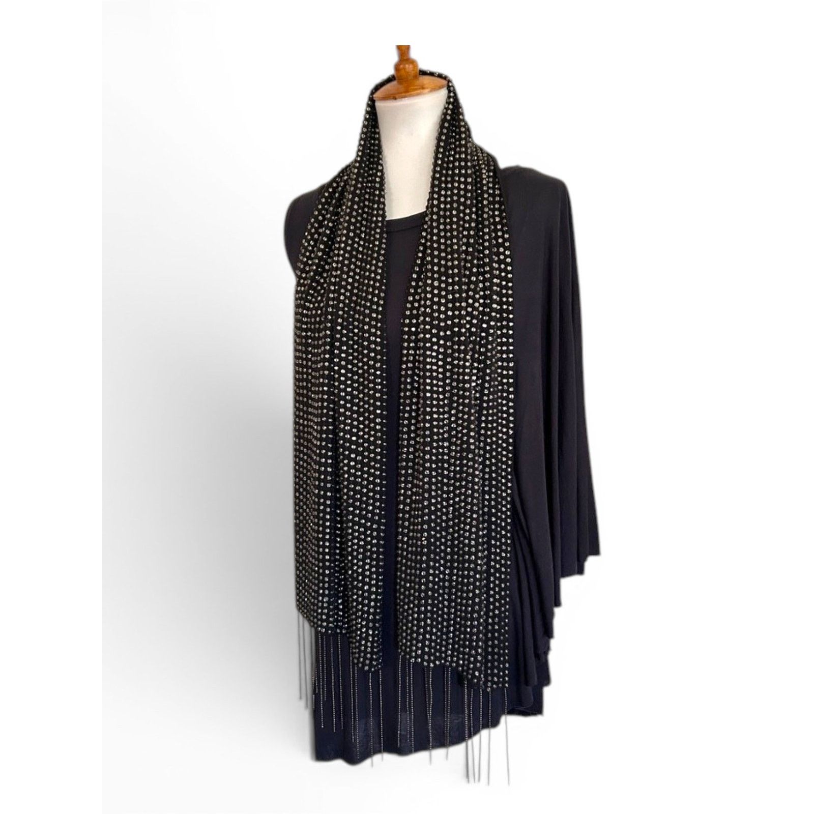 Haute Hippie Haute Hippie Runway Silk Bead Chain Fringe Scarf Black 2009 Size ONE SIZE - 5 Thumbnail