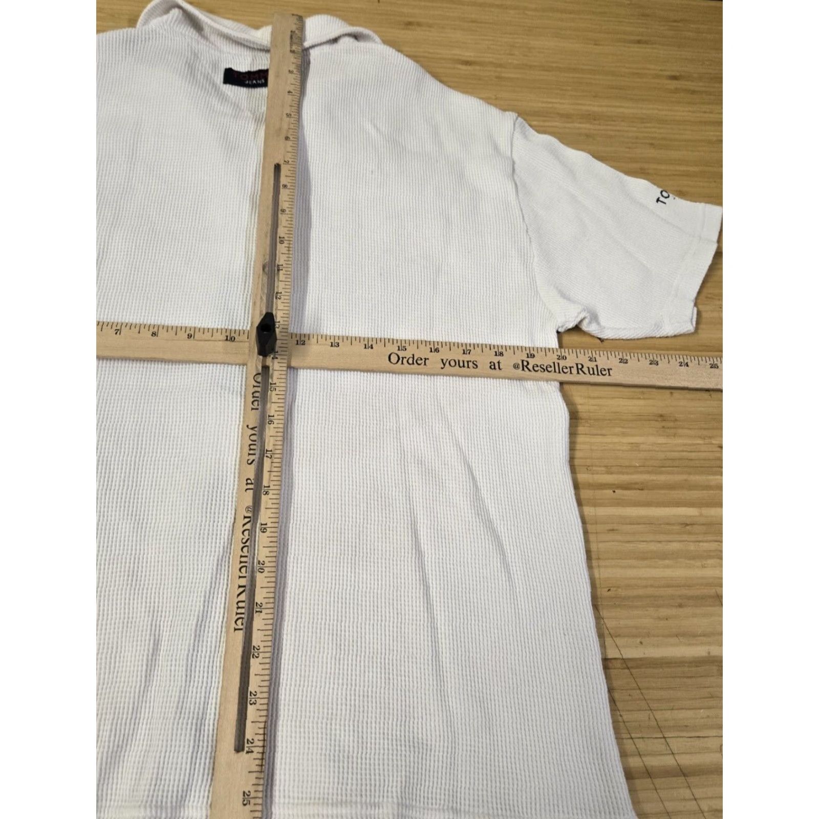 Tommy Hilfiger VINTAGE Tommy Hilfiger Blouse Shirt Womens Short Sleeve White Blue Large XL Button Accent Casual Sleeve Snap Closure Size L / US 10 / IT 46 - 7 Thumbnail