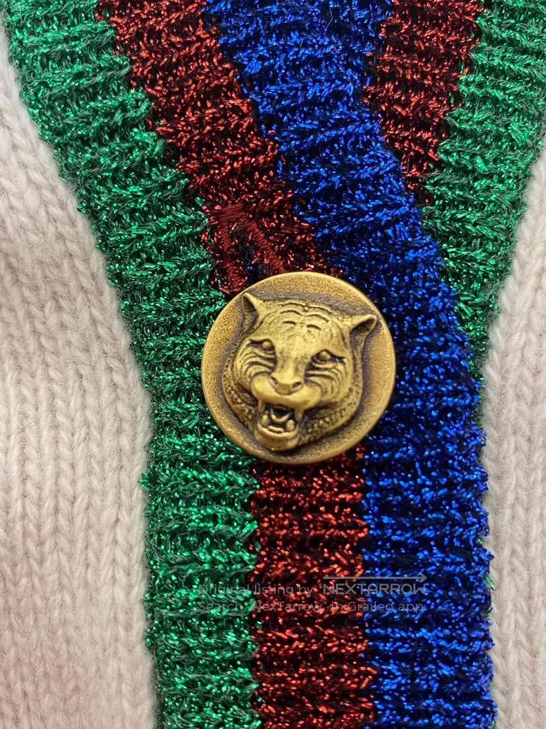 Gucci Gucci Color-blocked striped wool V-neck single-breasted lo Size XS / US 0-2 / IT 36-38 - 7 Thumbnail