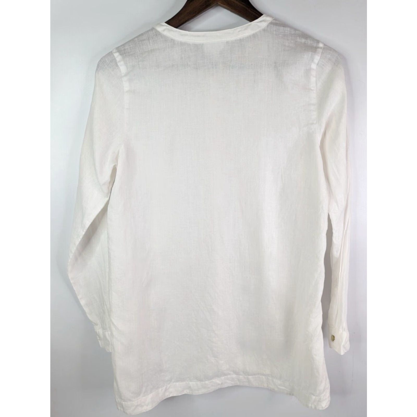 J. Jill J.Jill Button-Up Linen Blouse XS White Collar Shirt Women Tunic 100% Linen Long Sleeve Size XS / US 0-2 / IT 36-38 - 6 Thumbnail