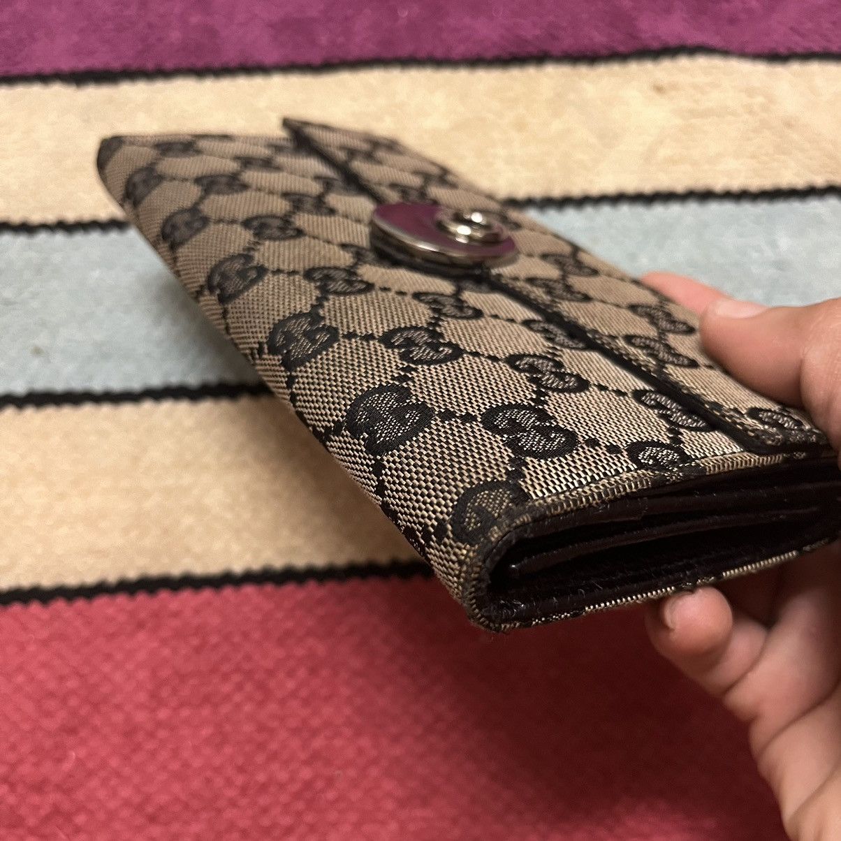 Gucci × Vintage Authentic Vintage Gucci Flap GG Monogram Long Wallet Size ONE SIZE - 4 Thumbnail