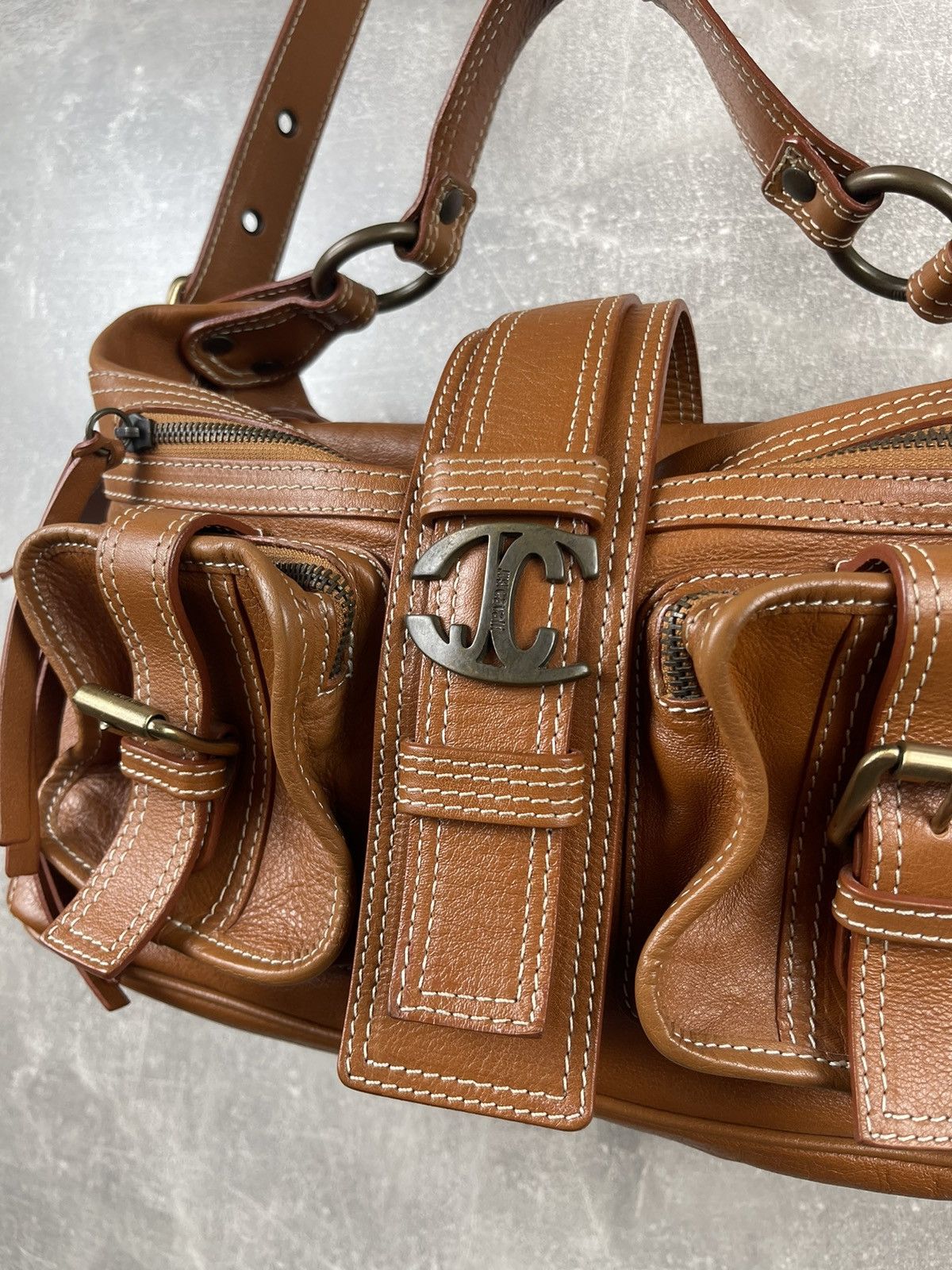 Just Cavalli × Roberto Cavalli × Vintage Just Cavalli Vintage Leather Shoulder Logo Buckle Bag Size ONE SIZE - 7 Thumbnail