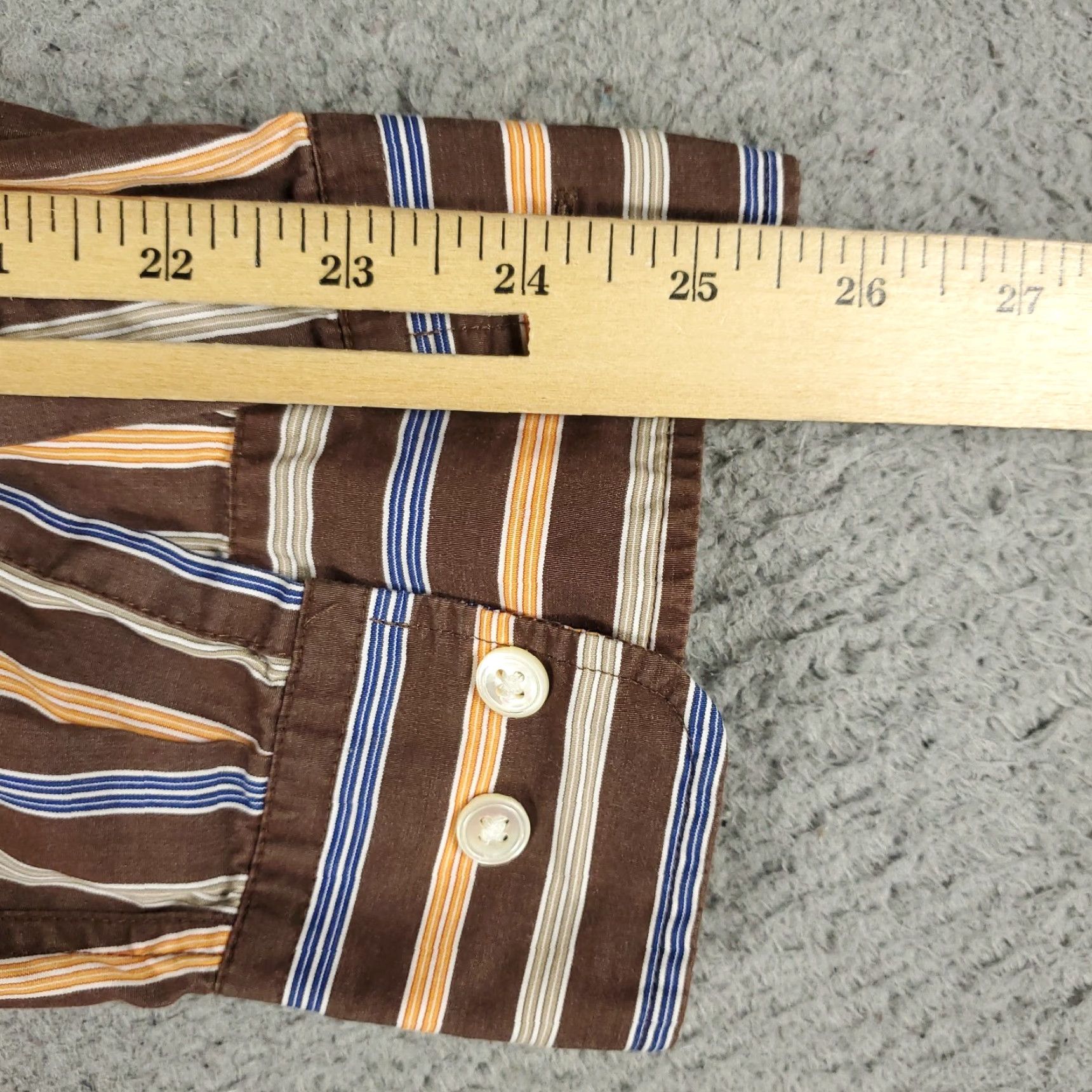 Faconnable Façonnable Shirt Adult Large Brown Striped Button-Up Long Sleeve Mens Size US L / EU 52-54 / 3 - 6 Thumbnail