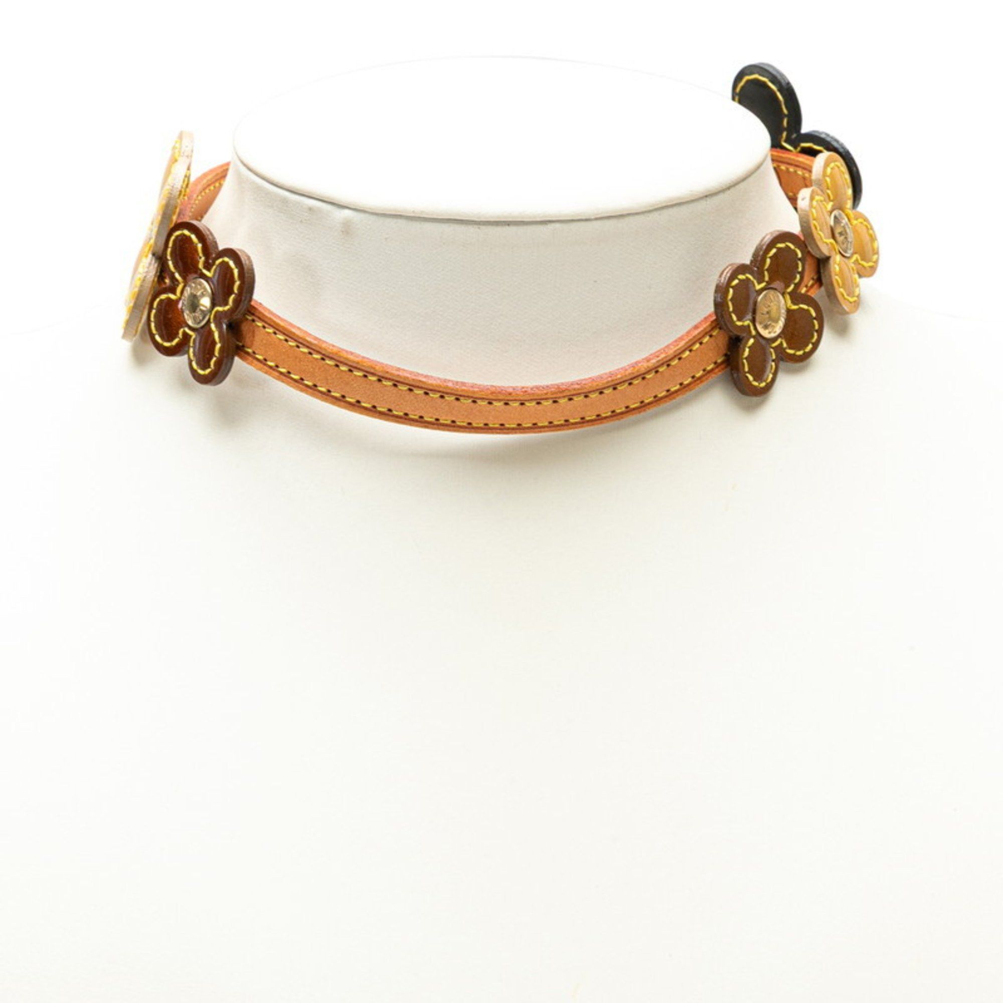 Louis Vuitton Flower Lexington Choker M92252 Black, Yellow, Bronze Leather, Enamel, Women's LOUIS VUITTON