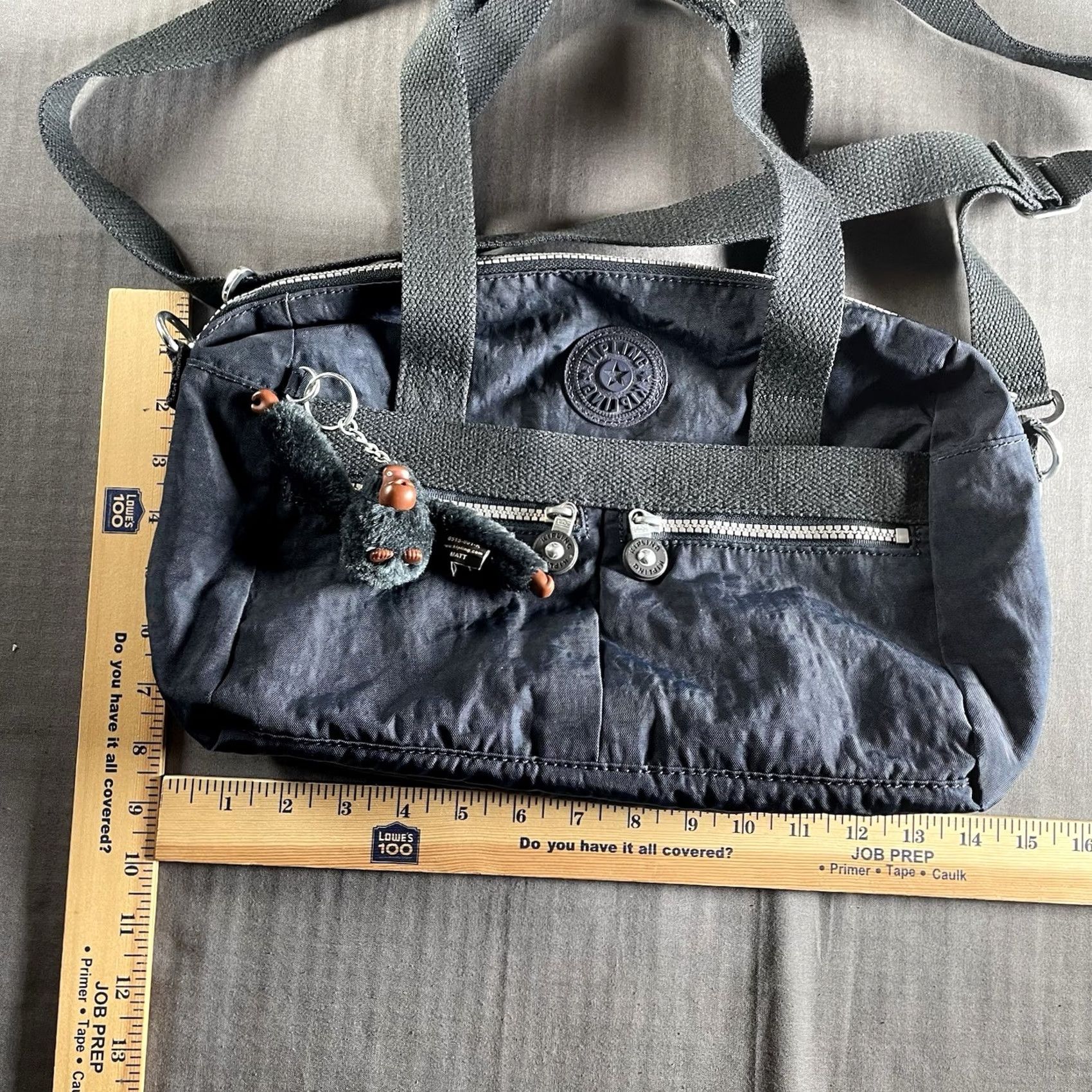 Vintage Kipling Shoulder bag WITH MONKEY Women's Navy Blue 14"W Hipster Crossbody Nylon Izellah Beige Lining Floral Size ONE SIZE - 2 Thumbnail