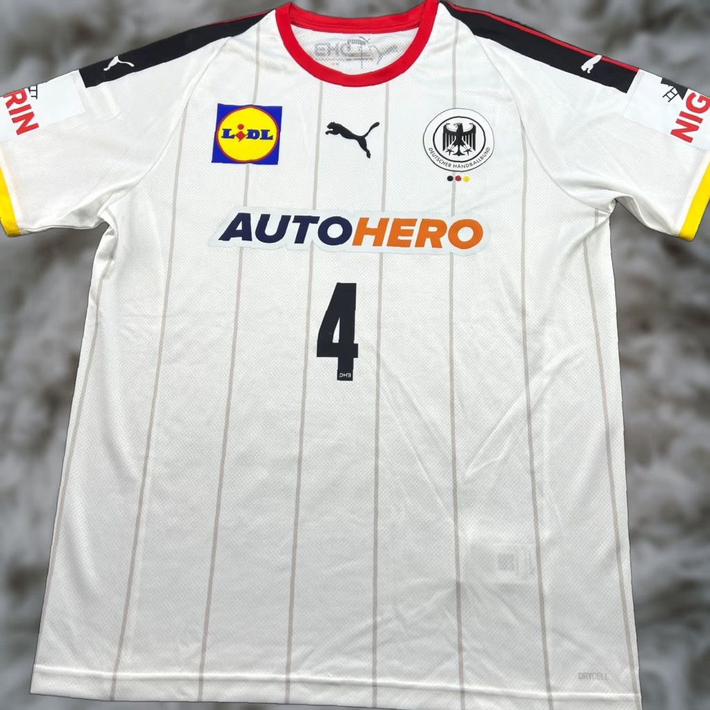 Puma PUMA DHB Germany 2021 2020 Johannes Golla Home Handball jersey Mens L White Short Sleeve Jersey Men Size L Sports Shirt Size US L / EU 52-54 / 3 - 1 Thumbnail