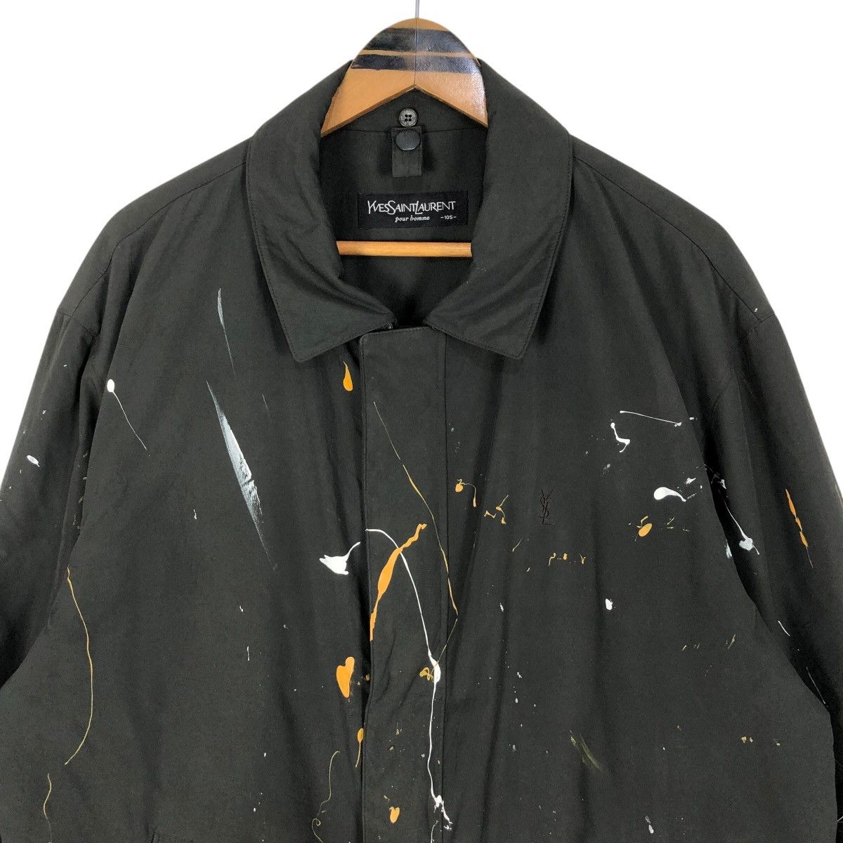 Yves Saint Laurent Yves Saint Laurent Pour Homme Big Logo Paint Splatter Parka Size US L / EU 52-54 / 3 - 4 Thumbnail