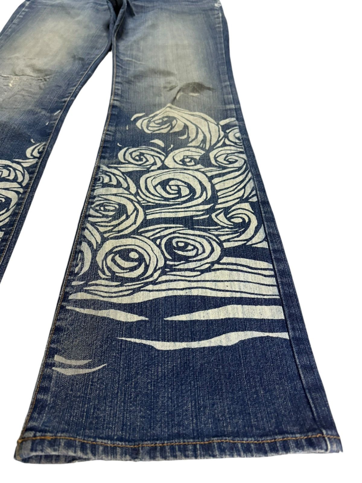 Japanese Brand Vintage Mash Mania *Japanese Wave* Mud Wash Flare Jeans Size 27" / US 4 / IT 40 - 7 Thumbnail