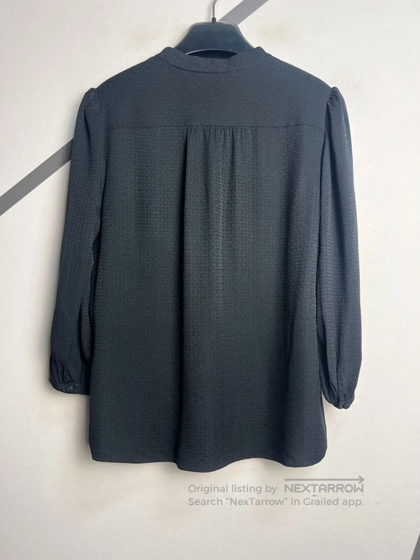 Celine Celine Matte Black Silk Logo Shirt. Size XS / US 0-2 / IT 36-38 - 2 Thumbnail