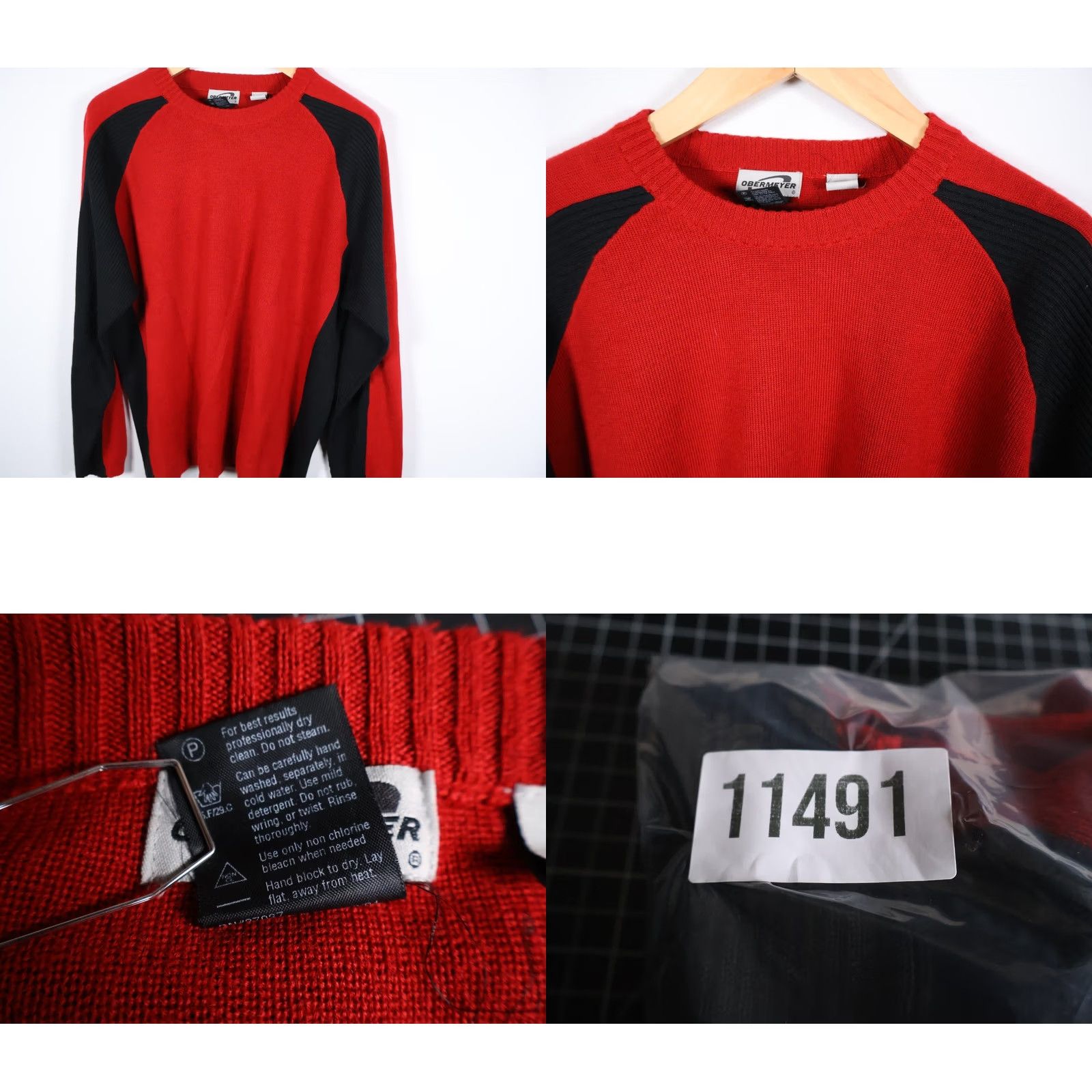 Obermeyer VINTAGE Obermeyer Wool Blend Sweater Men XL Red Black Striped Sleeve Knit Ski 90s Pullover Crew Neck Heavyweight Knit Dry Clean Only Size US XL / EU 56 / 4 - 8 Thumbnail
