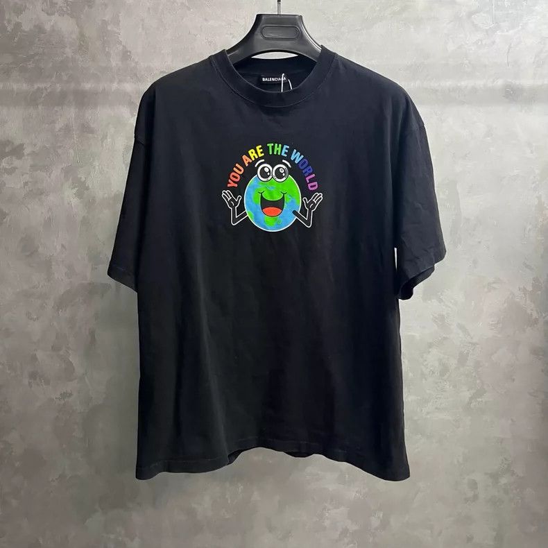 Balenciaga Black Cartoon Graphic Short Sleeve T-shirt-dmc