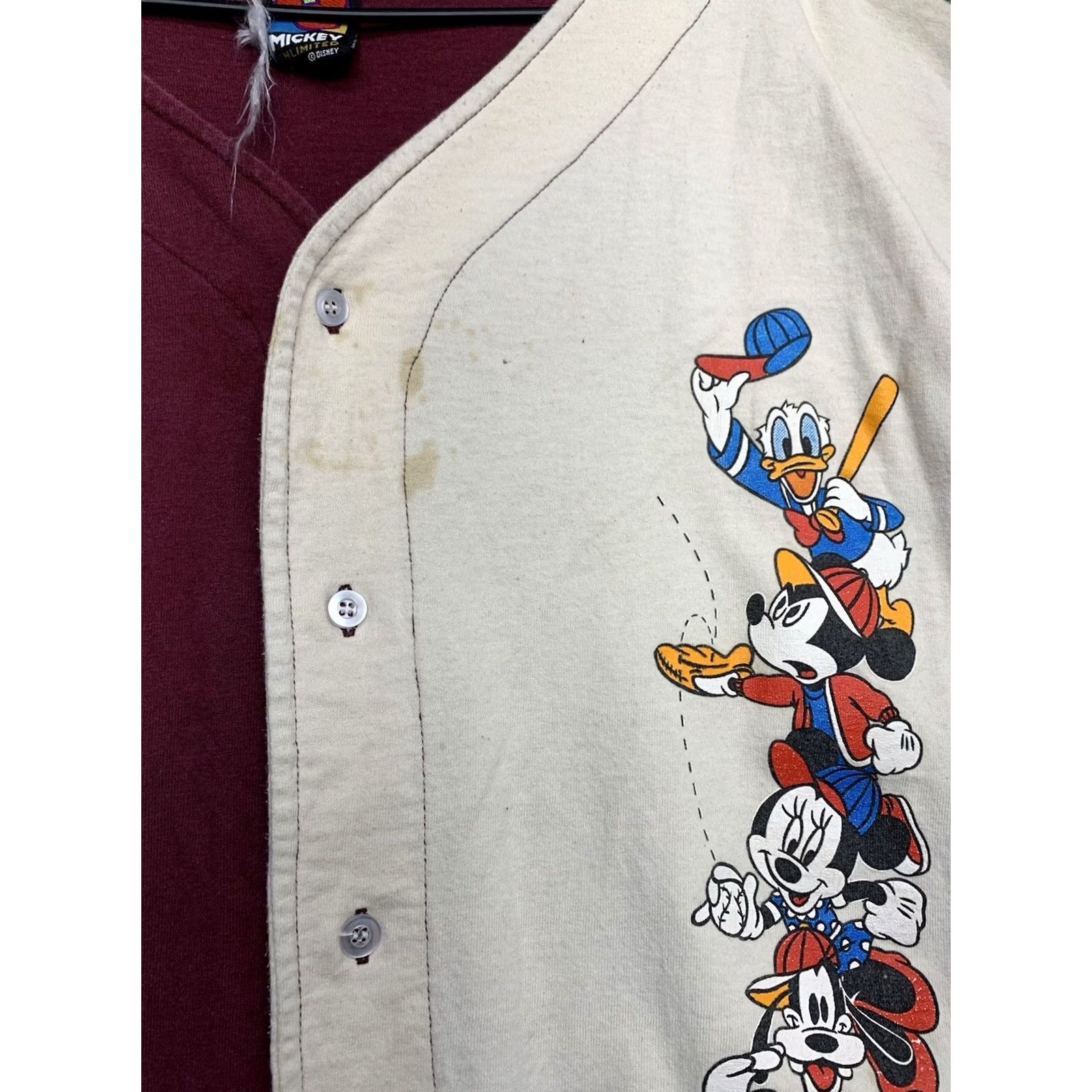 Disney VINTAGE Disney Mickey Mouse Shirt Womens Large Baseball Jersey Button Up Y2K Size L / US 10 / IT 46 - 4 Thumbnail