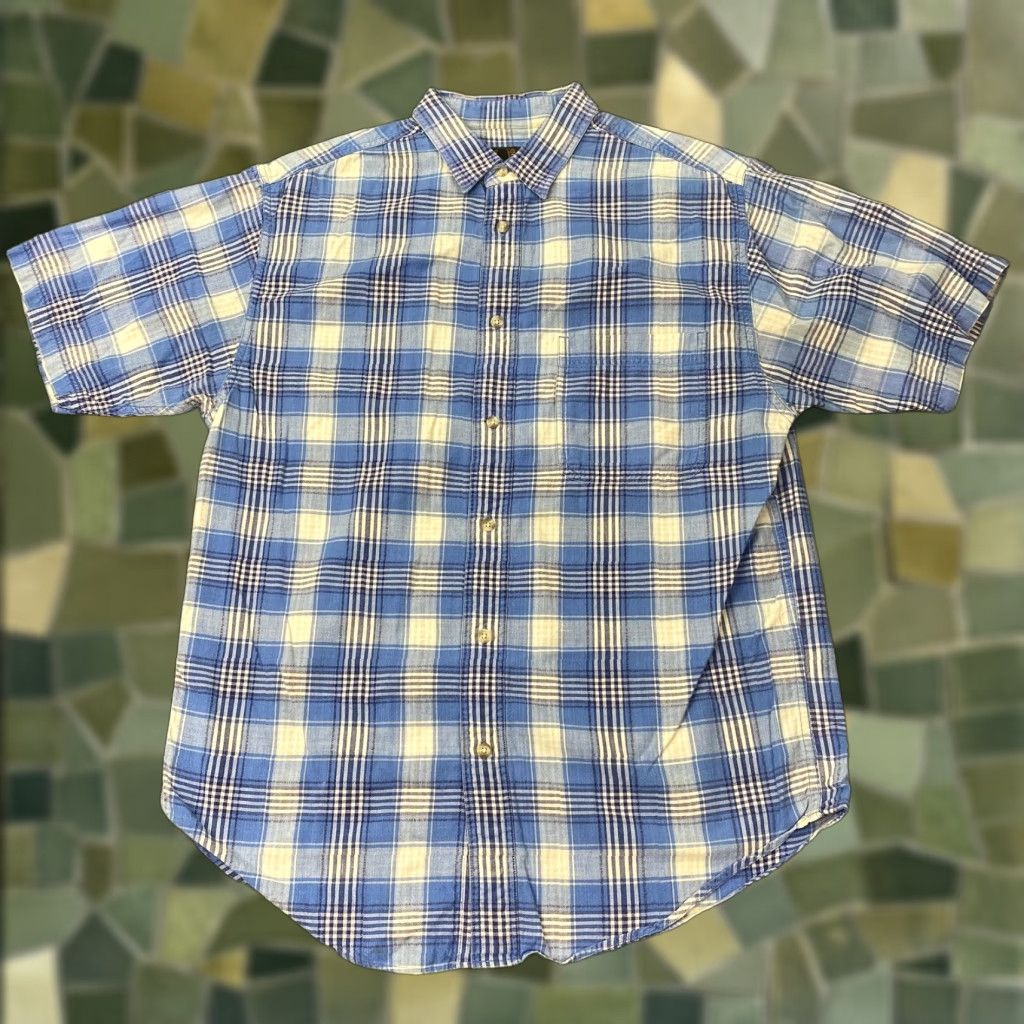Eddie Bauer VINTAGE Eddie Bauer Shirt Men L Blue Yellow Plaid Cotton Button-Up Short Sleeve Casual Brandon? (Wait) Size US L / EU 52-54 / 3 - 1 Thumbnail