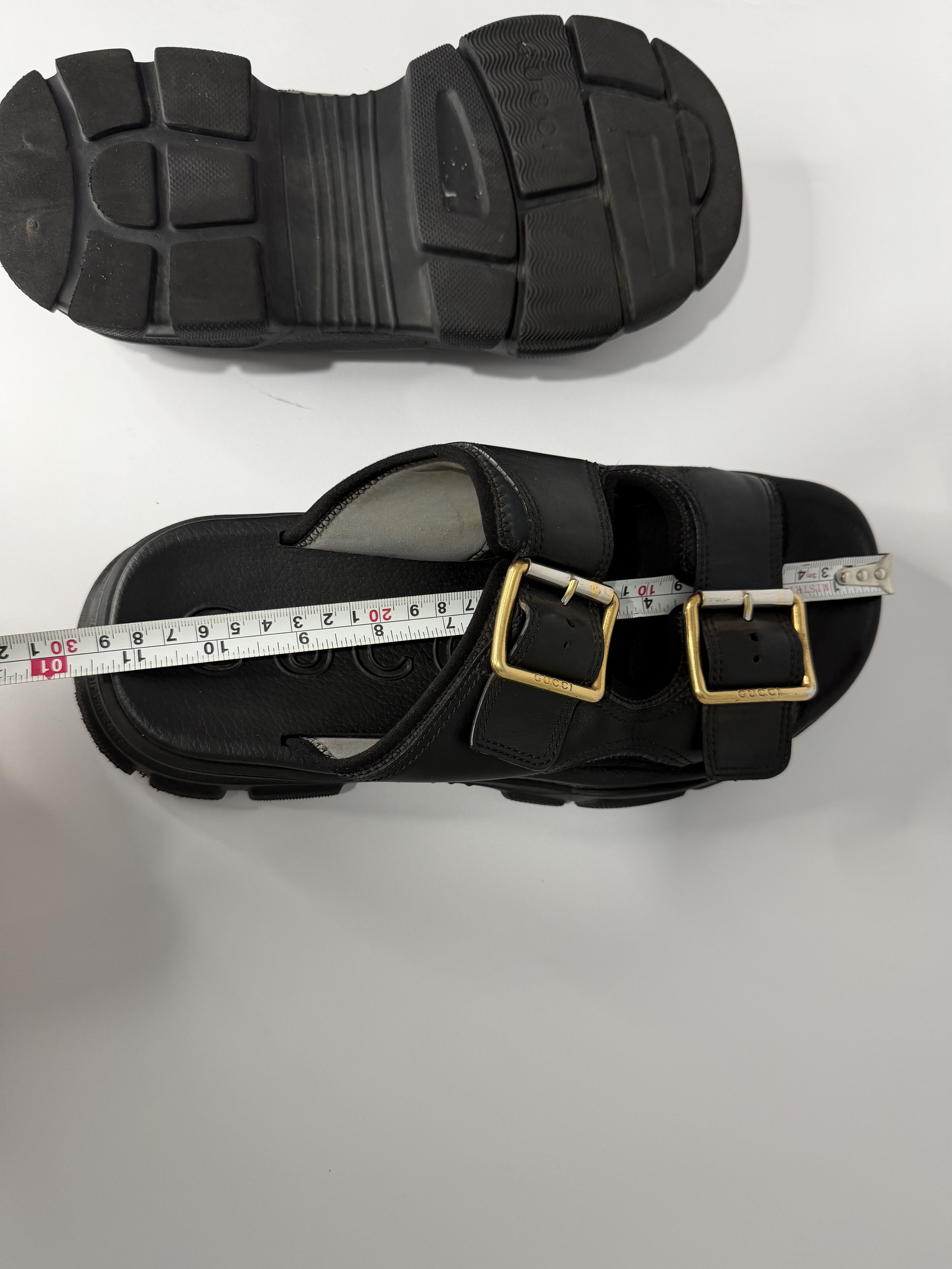 Gucci Gucci Black Leather Aguru Buckle Flat Slides Size US 9.5 / EU 42-43 - 9 Thumbnail